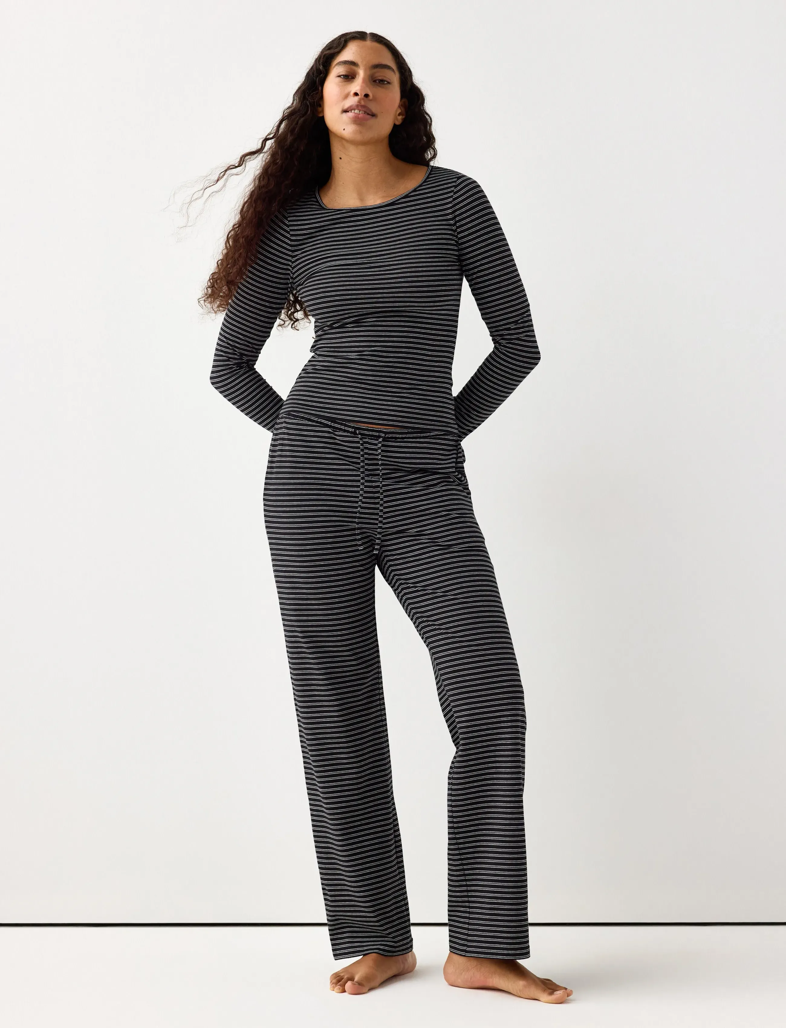Lindex Wide pyjama trousers - Kodu- ja ööriided - BLACK / black