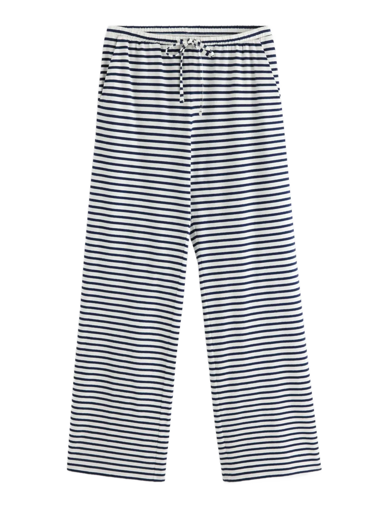 Lindex Trousers Pyjama jersey wide le - Unterwäsche - DARK DUSTY BLUE / white
