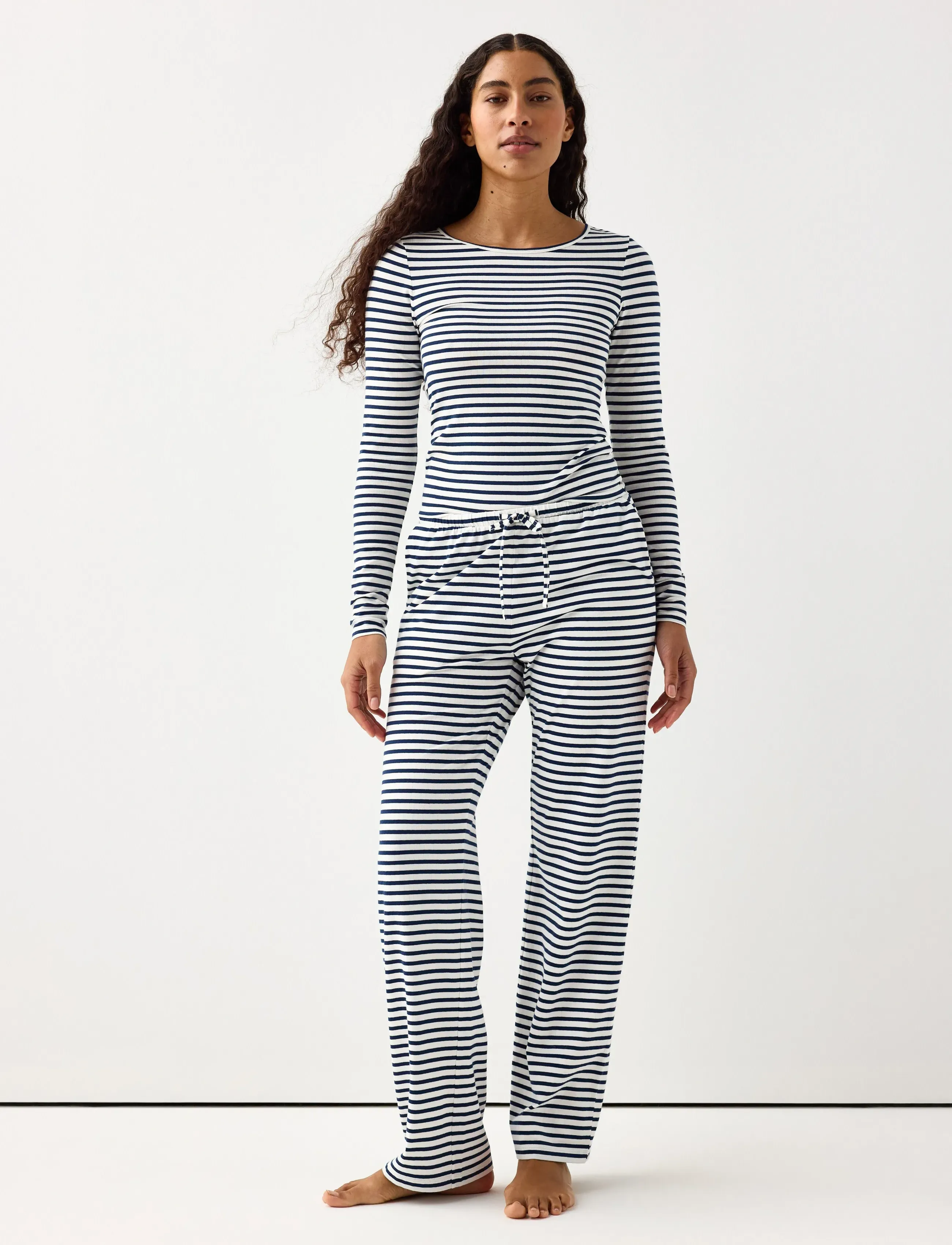Lindex Wide pyjama trousers - Kodu- ja ööriided - DARK DUSTY BLUE / white