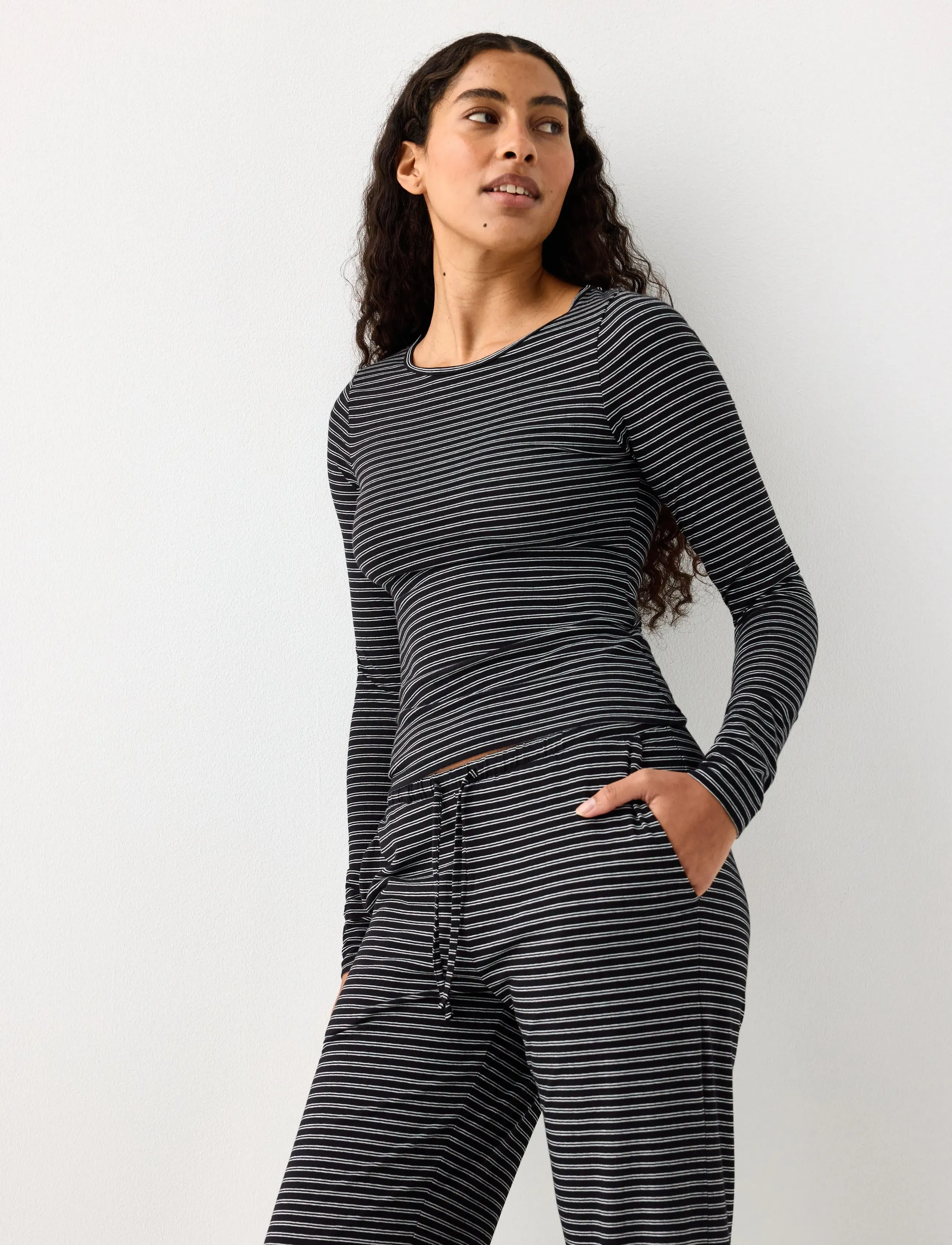 Lindex Top Pyjama long sleeve jersey - T-särgid ja alussärgid - BLACK / black