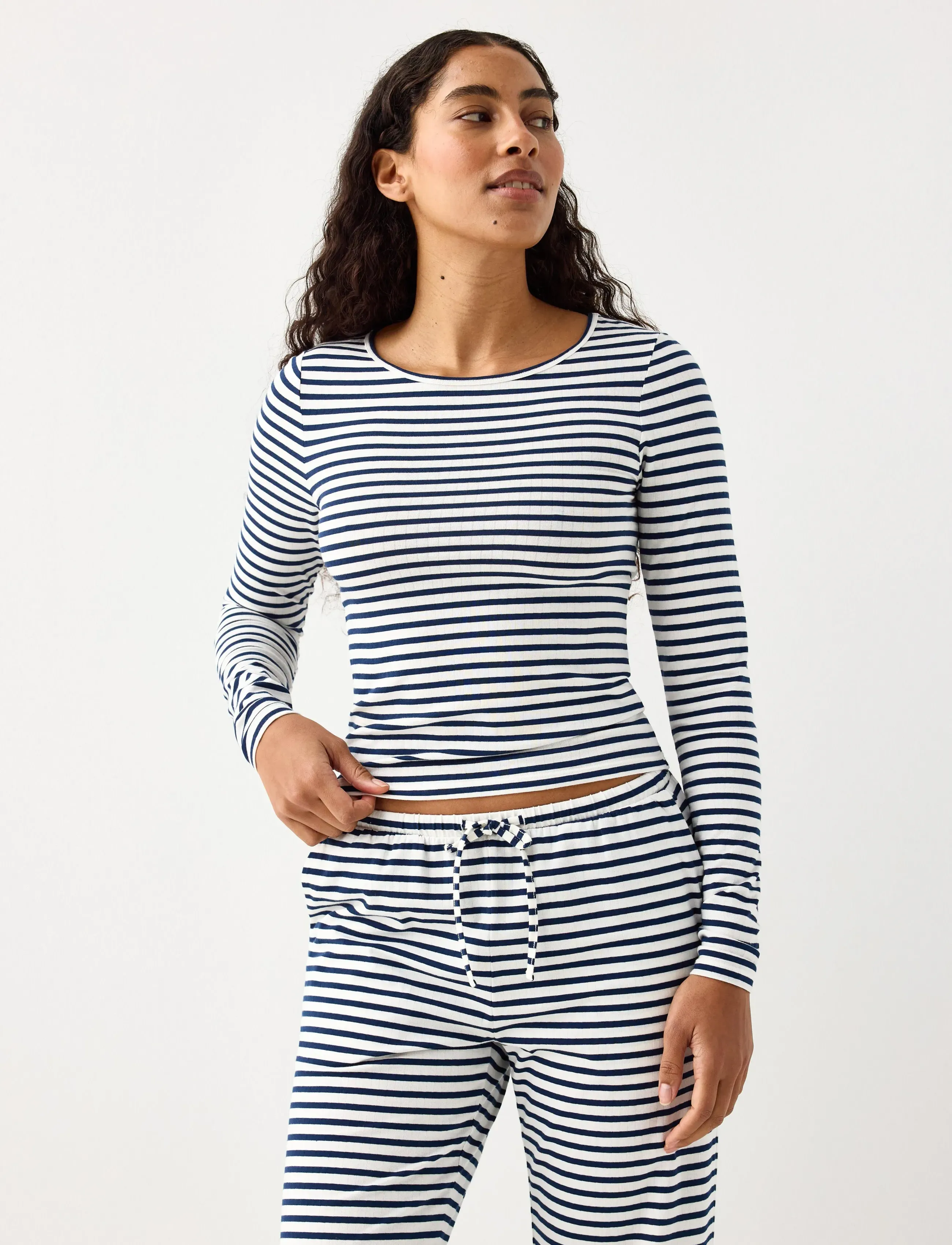 Lindex Top Pyjama Long Sleeve Jersey, M, White, Nat- Og Loungewear > Toppe, Dame