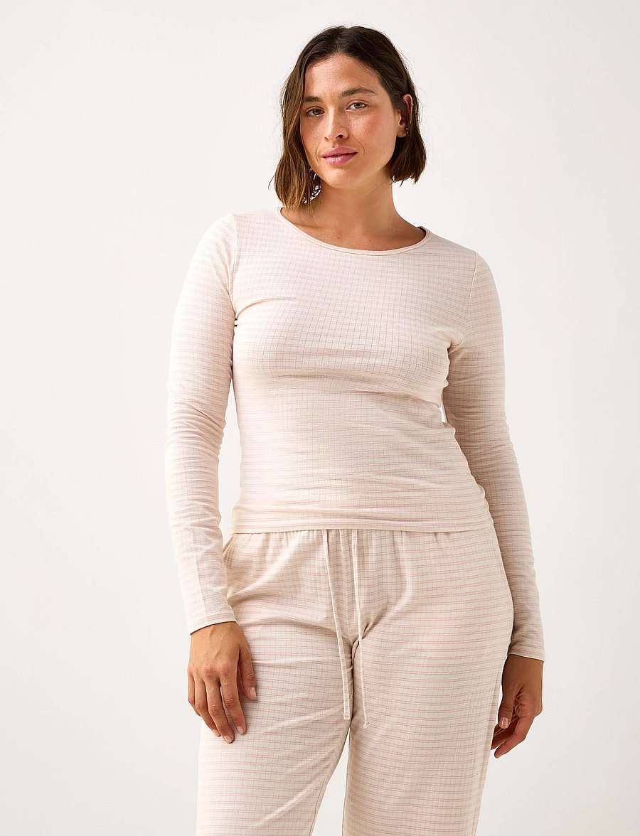 Lindex - Top Pyjama long sleeve jersey - Överdelar - light dusty pink - 0