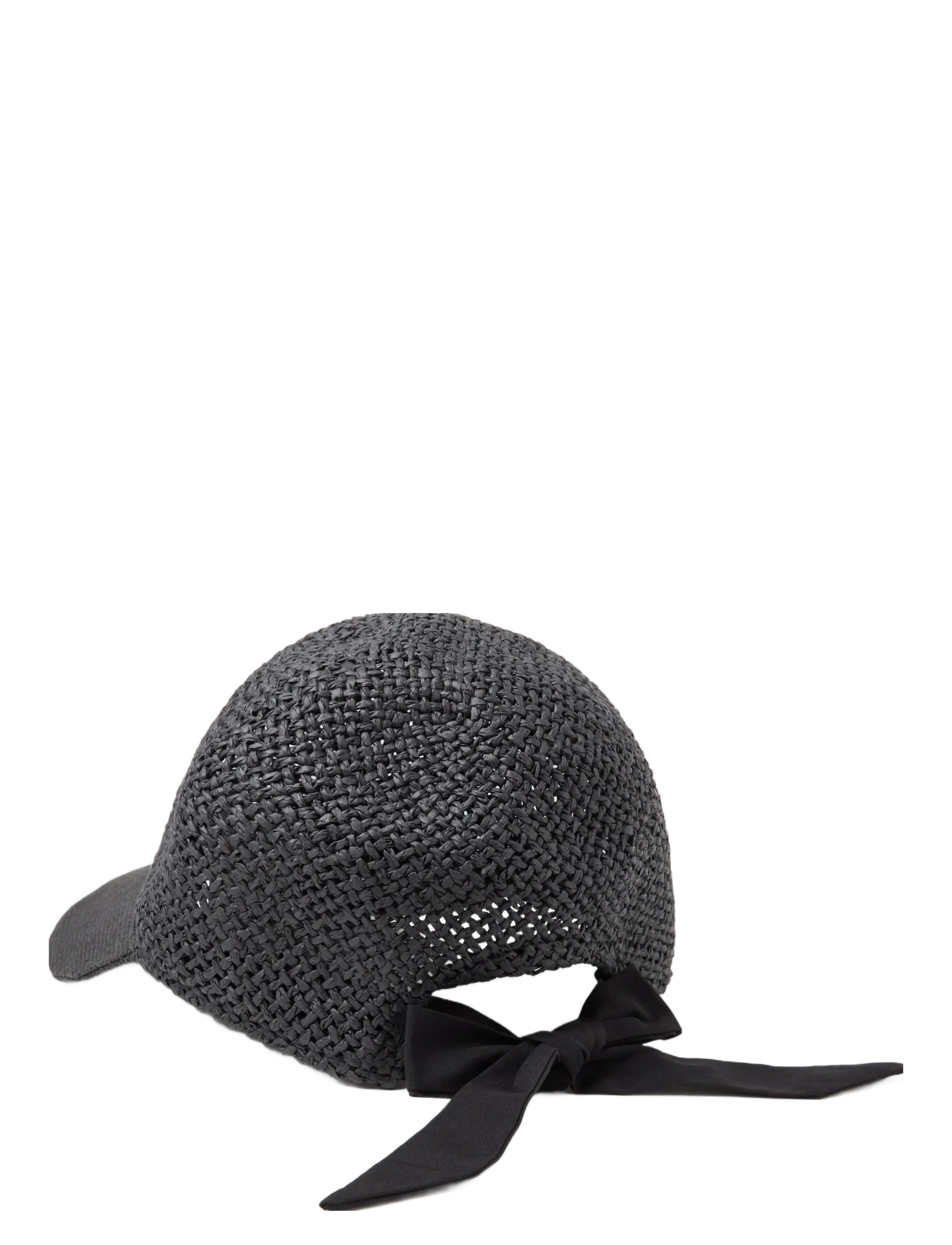 Lindex - Straw cap with tie at back - black - 1
