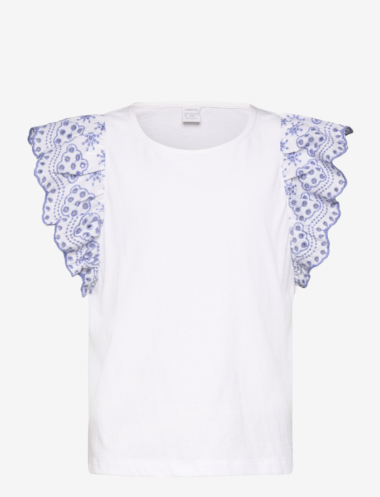 Lindex - Top jersey with Schiffly sleev - laveste priser - light dusty blue - 0