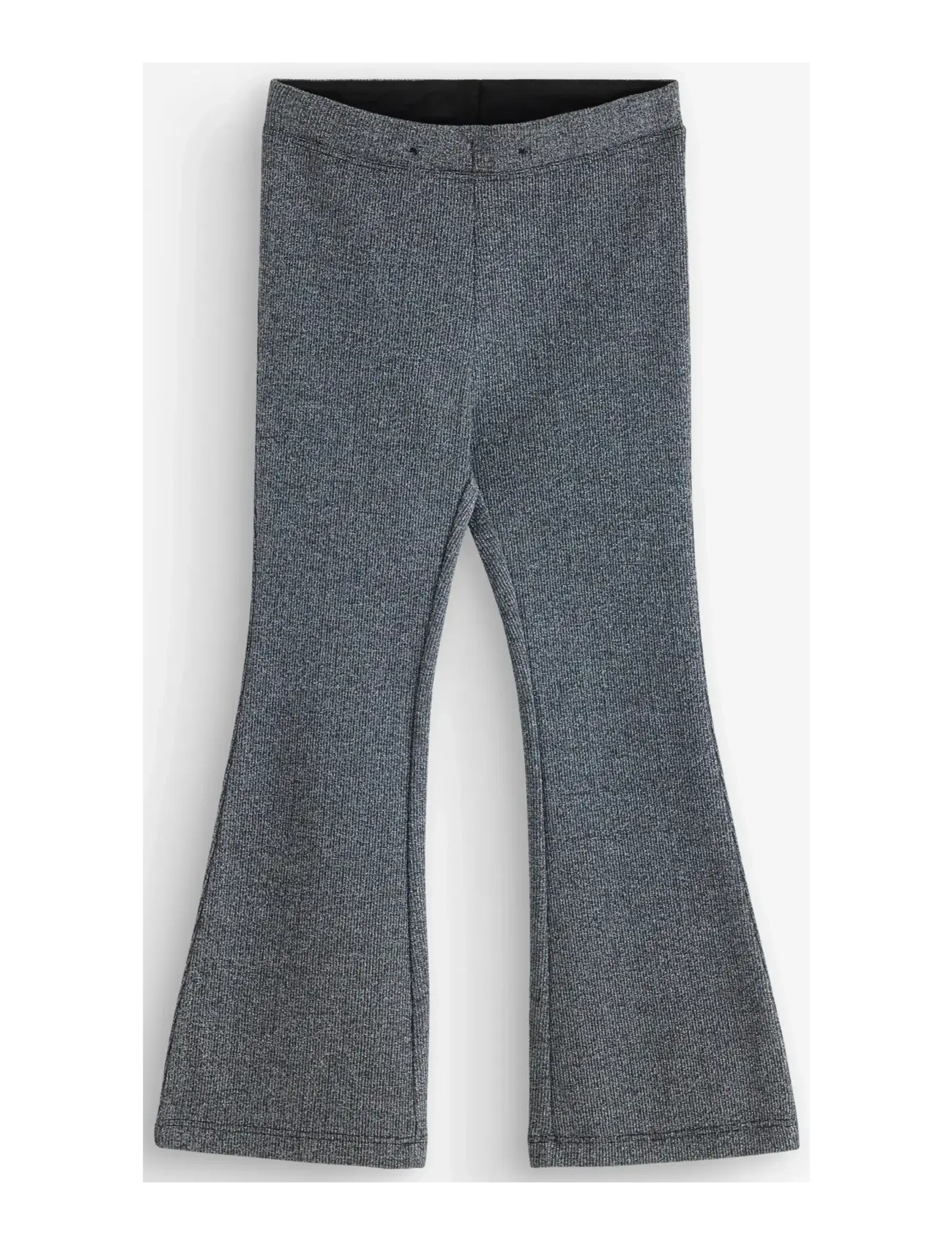 Trousers flare lurex rib - BLACK