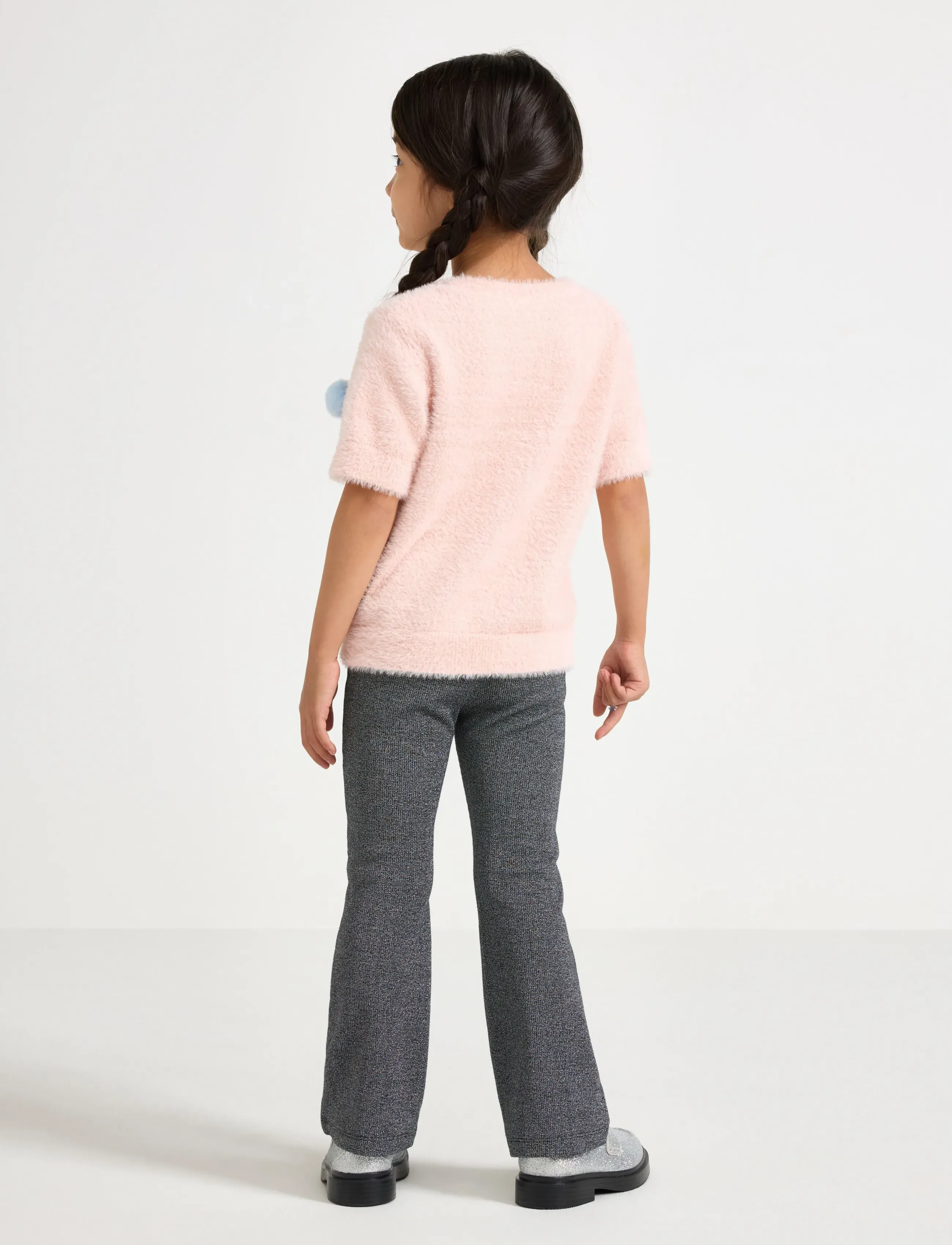 Lindex - Trousers flare lurex rib - babybyxor - black - 3