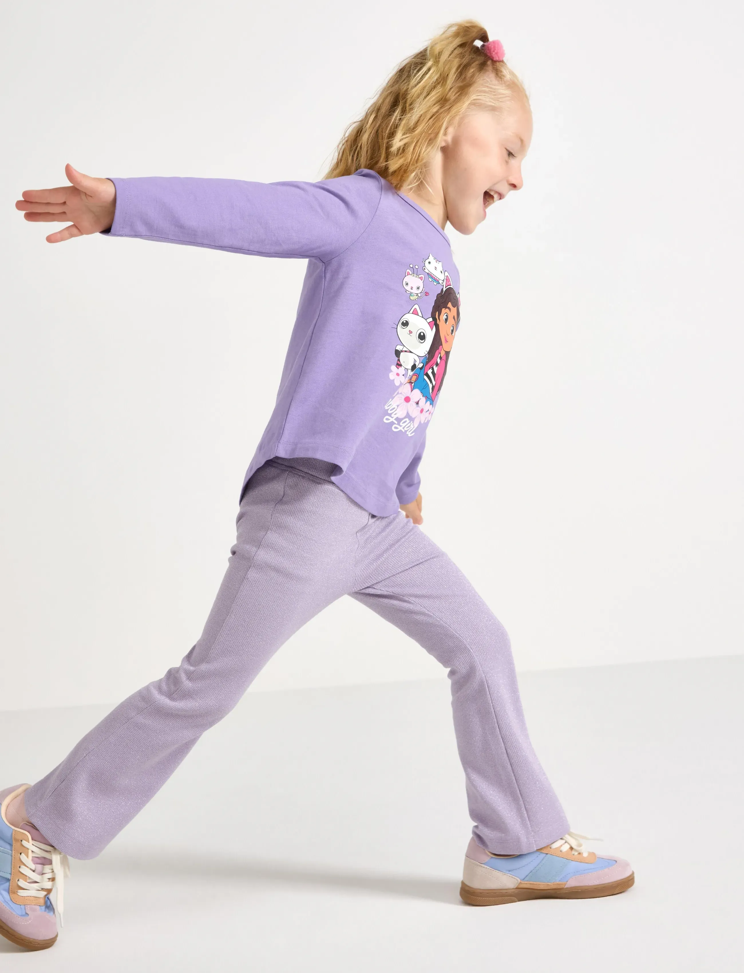 Lindex Trousers flare lurex rib - Babybyxor - LILAC / purple