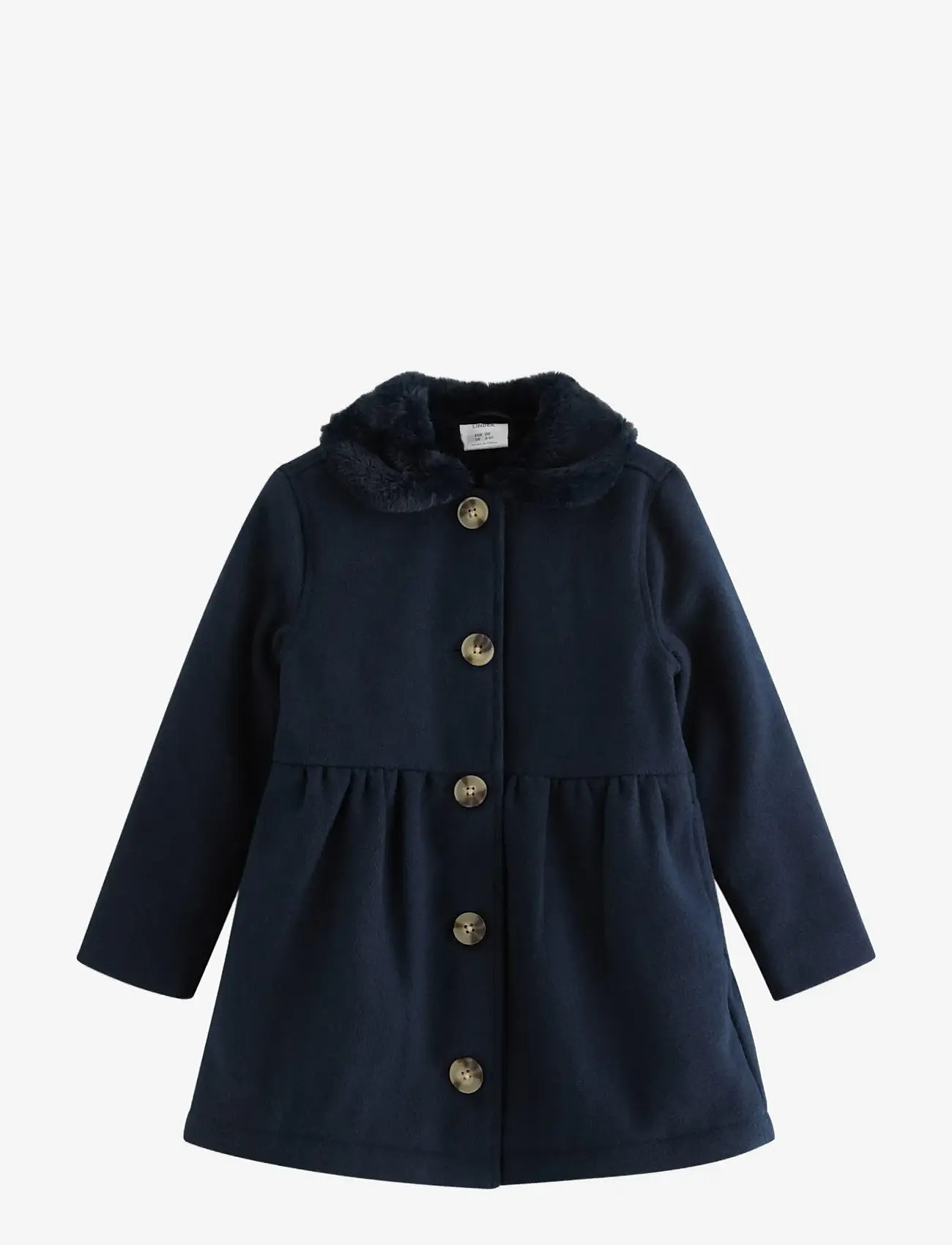 Lindex - Coat w fake fur collar - dark navy - 1