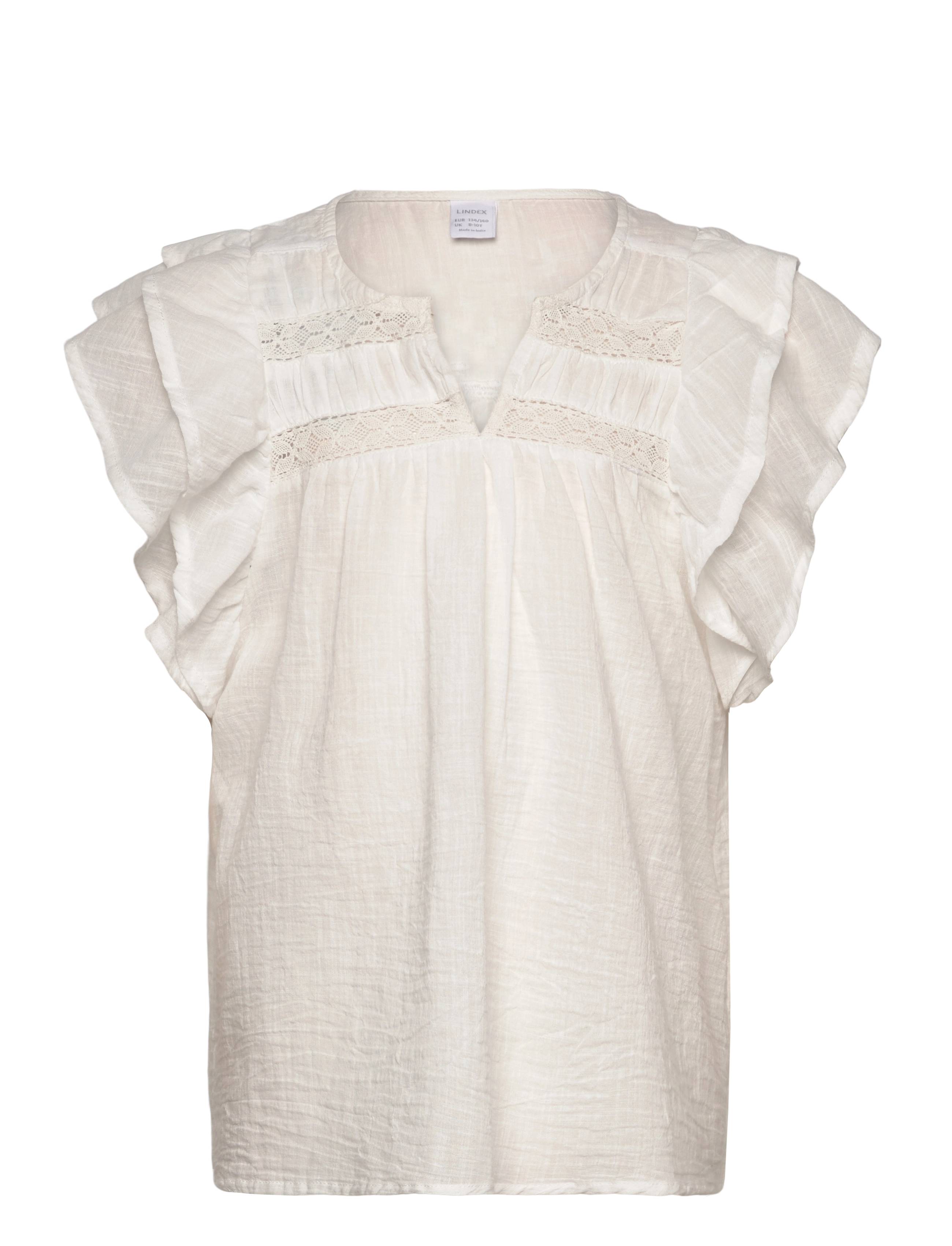 LINDEX Bluse Kurz Sleeve With Floun Weiß - 128 - Kinder