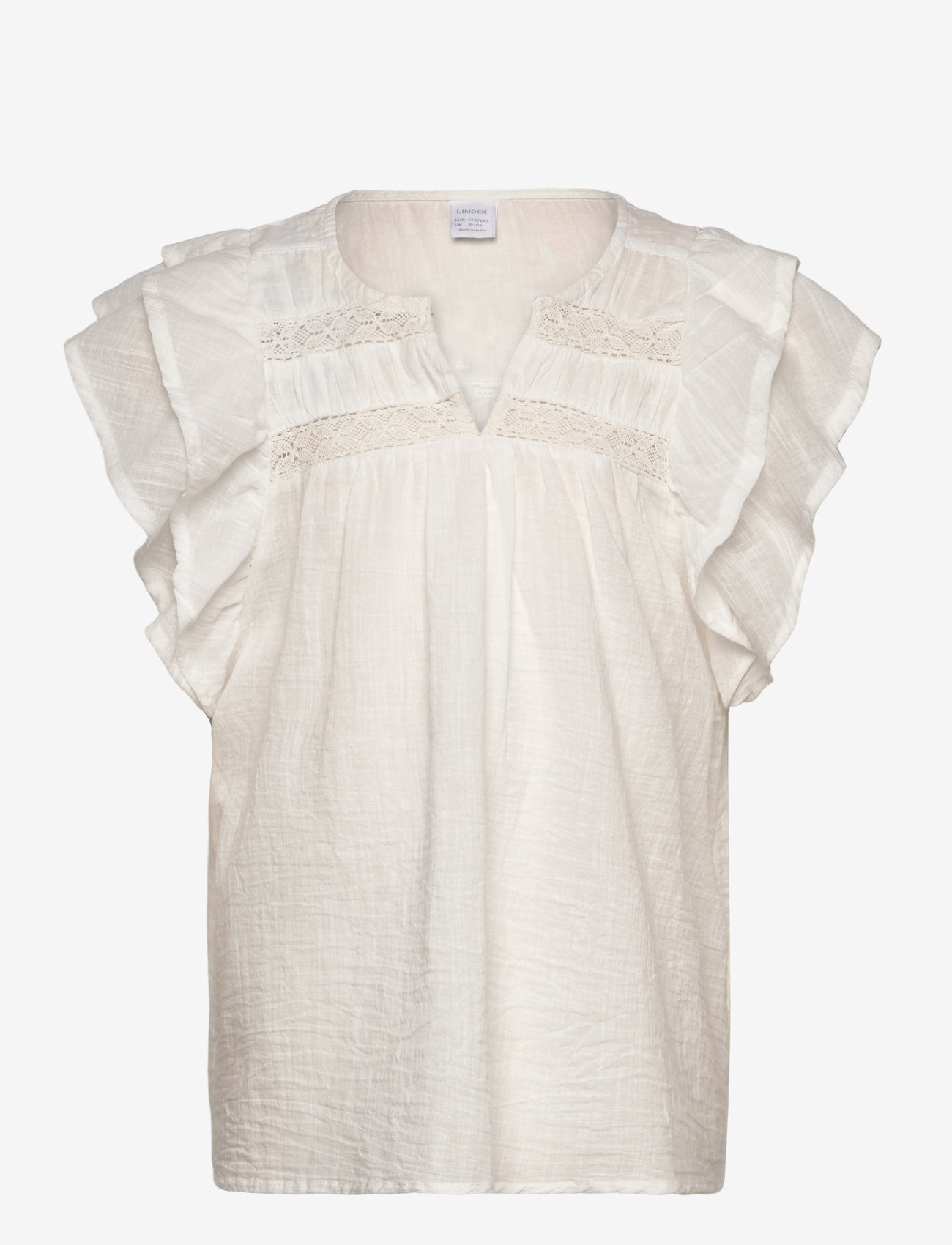 Lindex - Blouse short sleeve with floun - blusen & tuniken - off white - 1