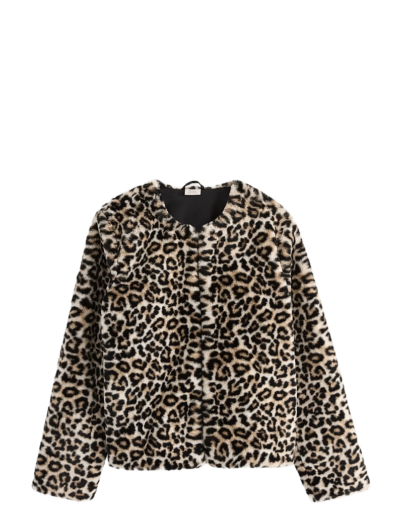 Lindex - Jacket fake fur school girls - faux fur jakker - offblack - 1