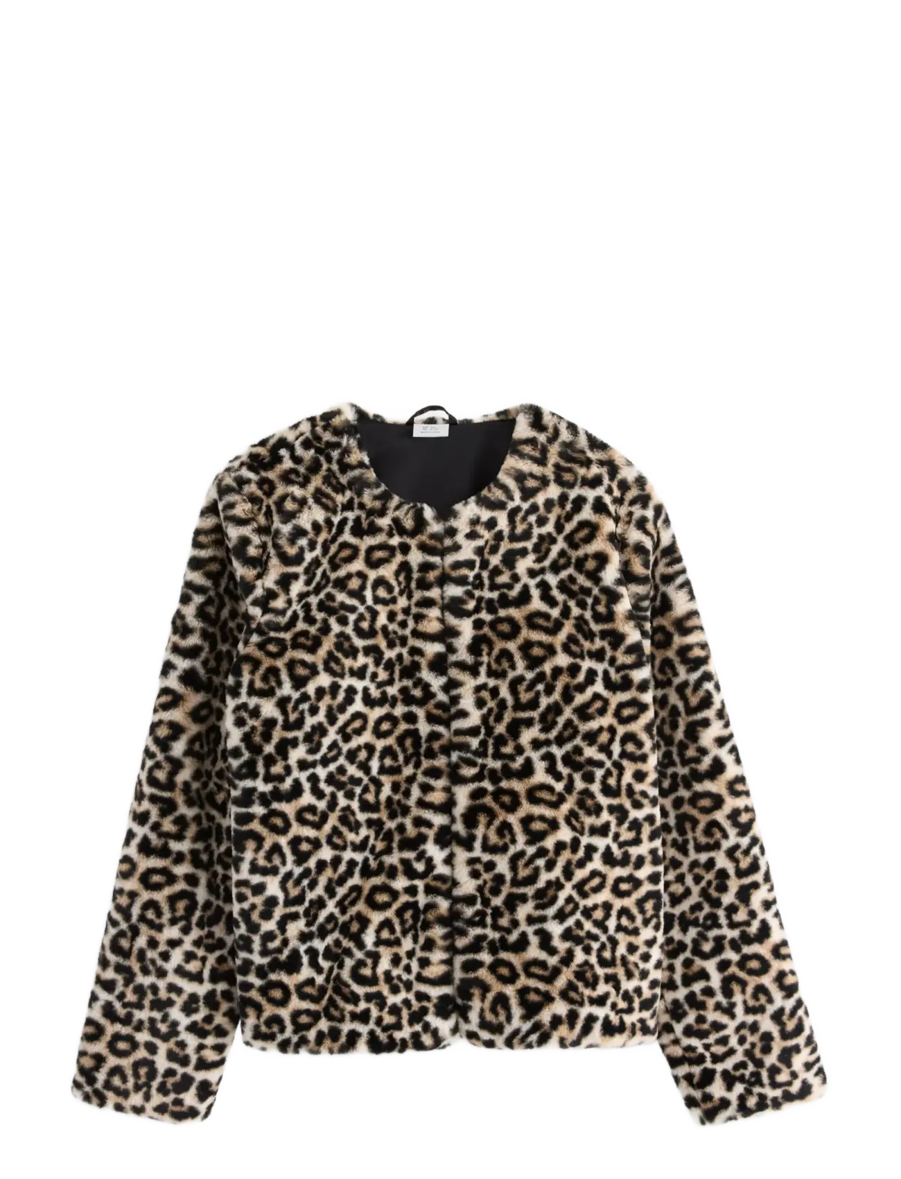 Lindex Jacket fake fur school girls - Jakker - OFFBLACK / beige