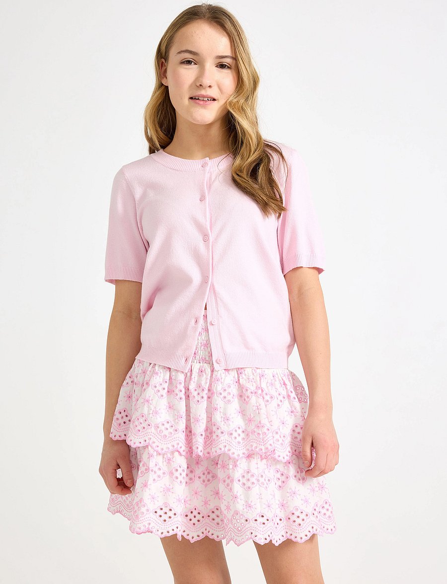 Lindex - Cardigan short sleeve basic - cardigans - light pink - 0