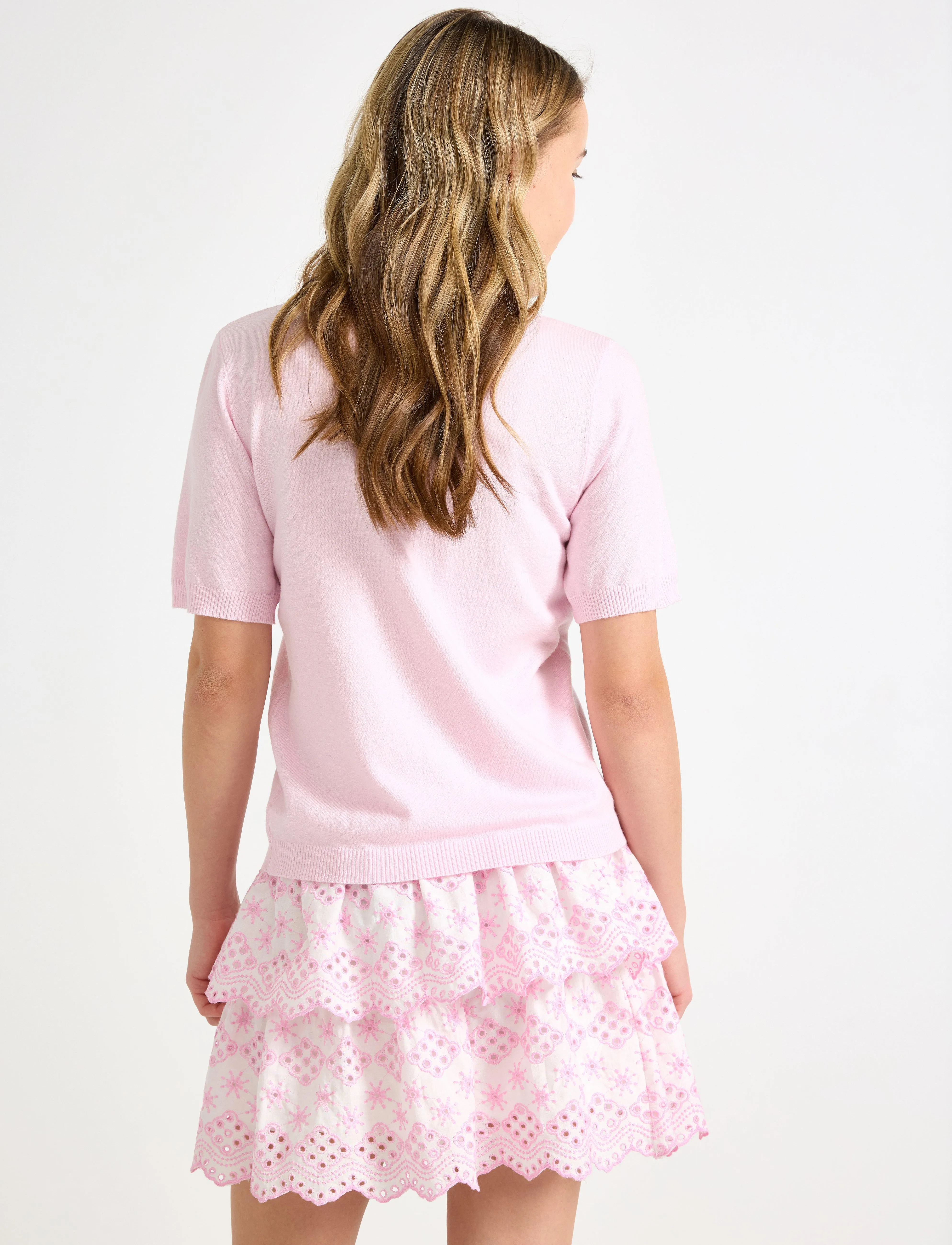 Lindex - Cardigan short sleeve basic - cardigans - light pink - 3