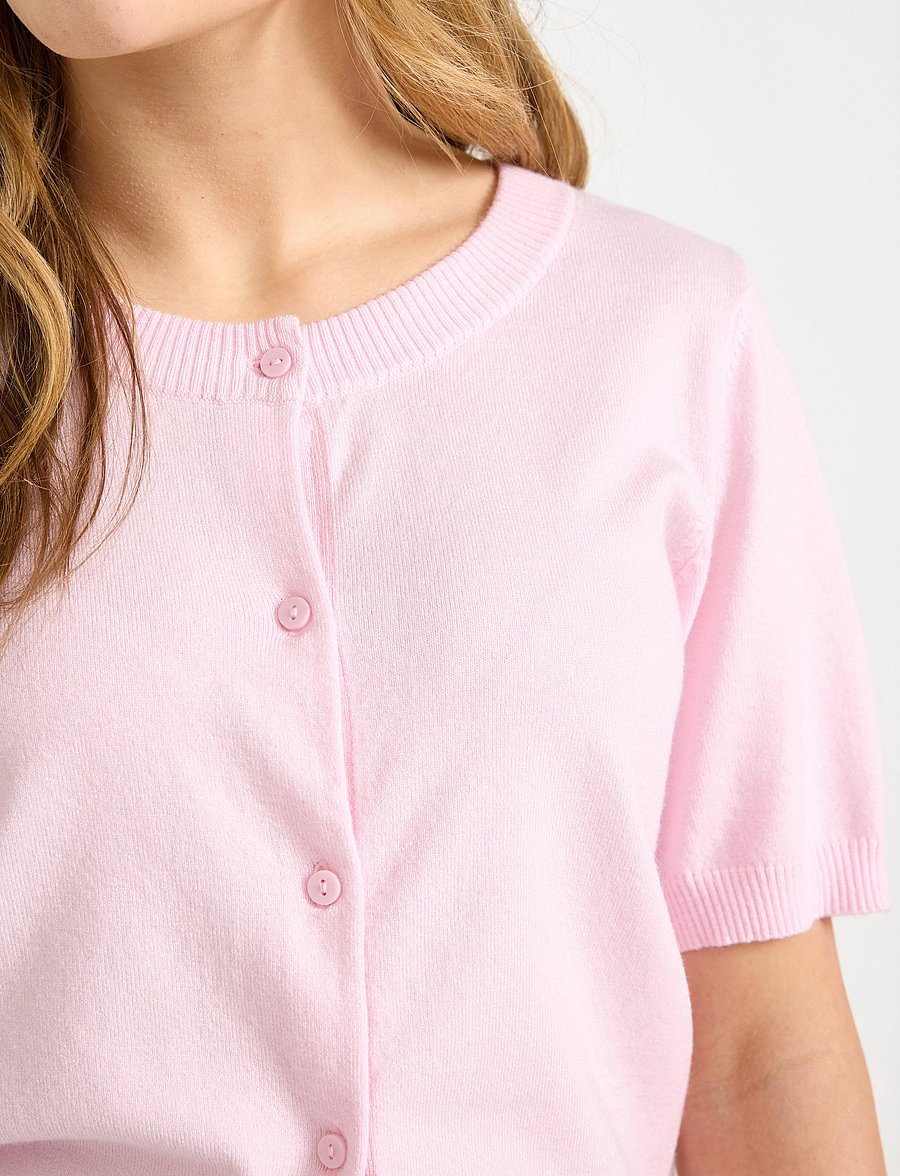 Lindex - Cardigan short sleeve basic - cardigans - light pink - 4