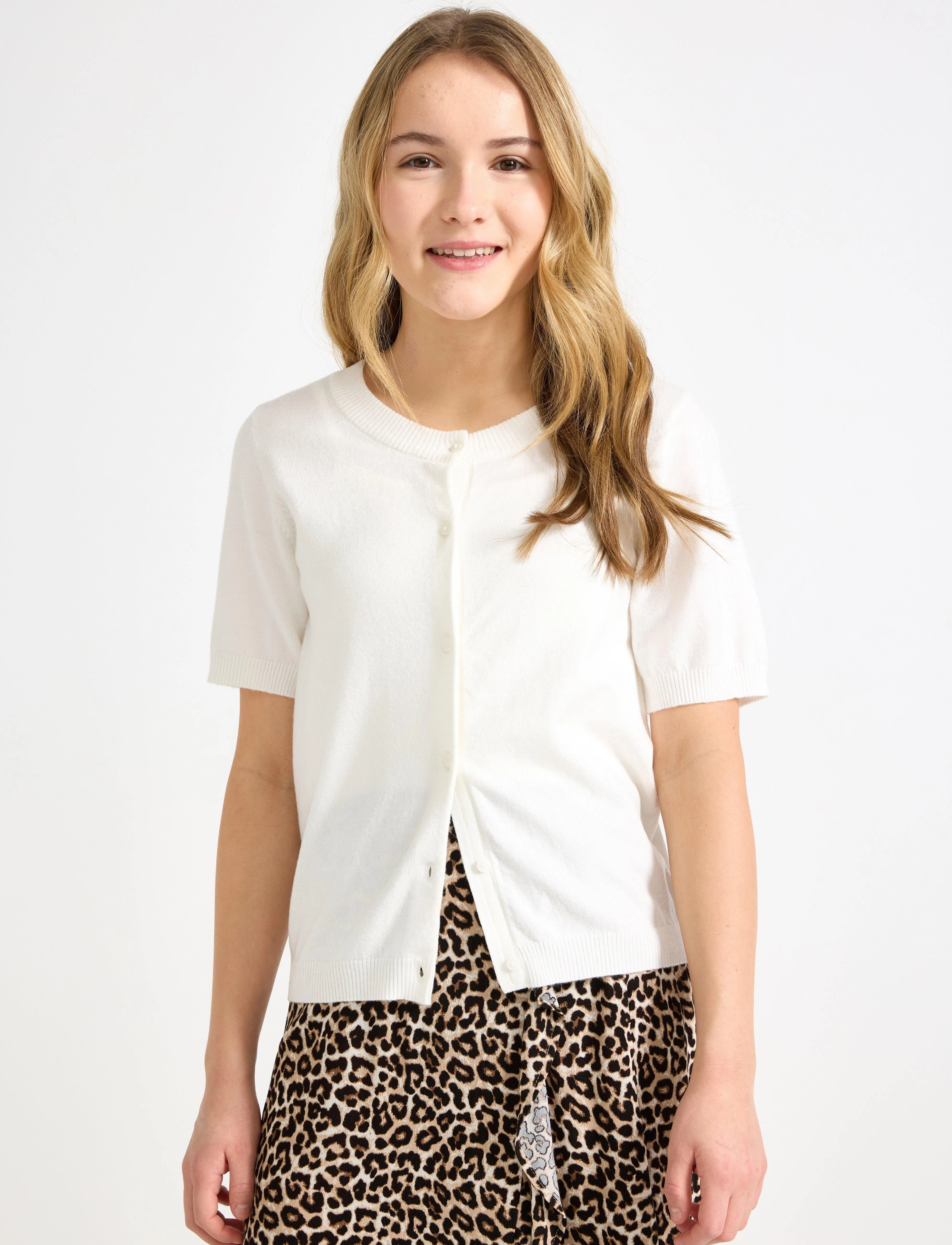 Lindex Cardigan Short Sleeve Basic, 128, Grey, Strik > Cardigans, Børn