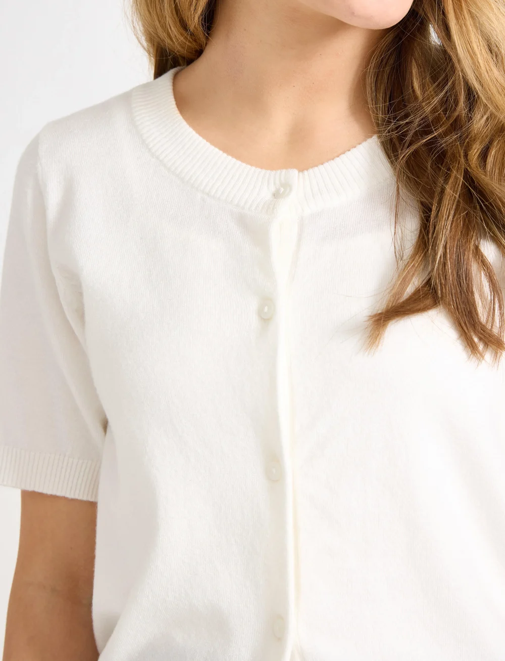 Lindex - Cardigan short sleeve basic - cardigans - off white - 4