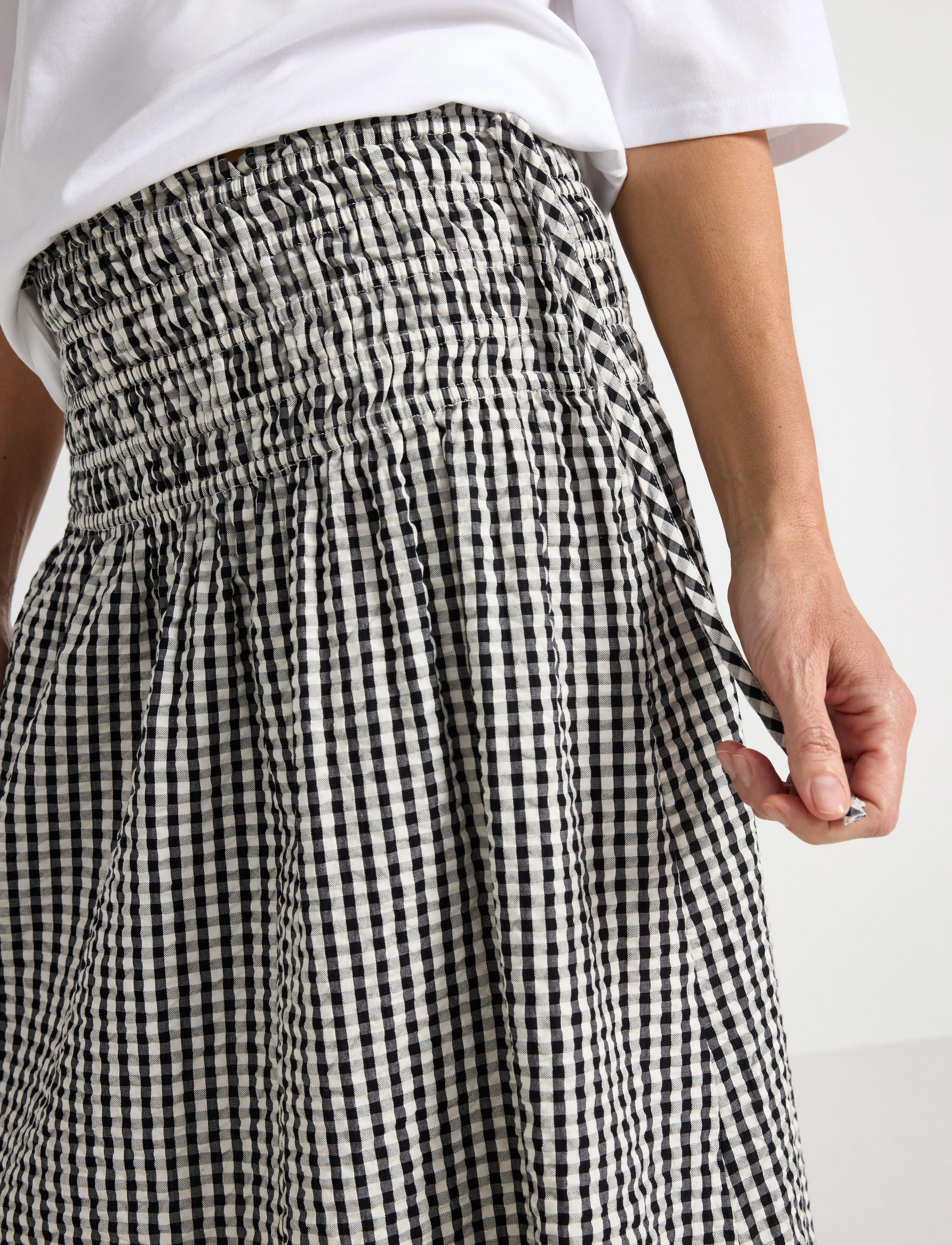 Lindex - Skirt Jill Seersucker - light beige - 4