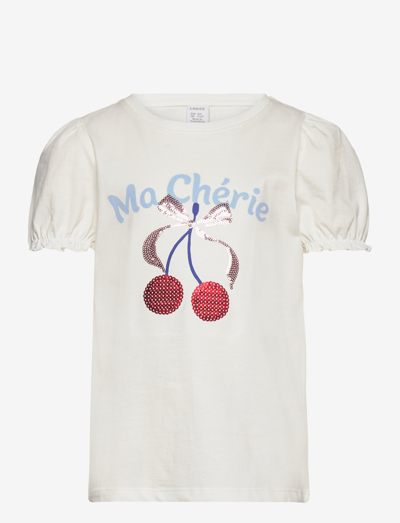 Lindex - Top ss placement print and seq - light dusty white - 0