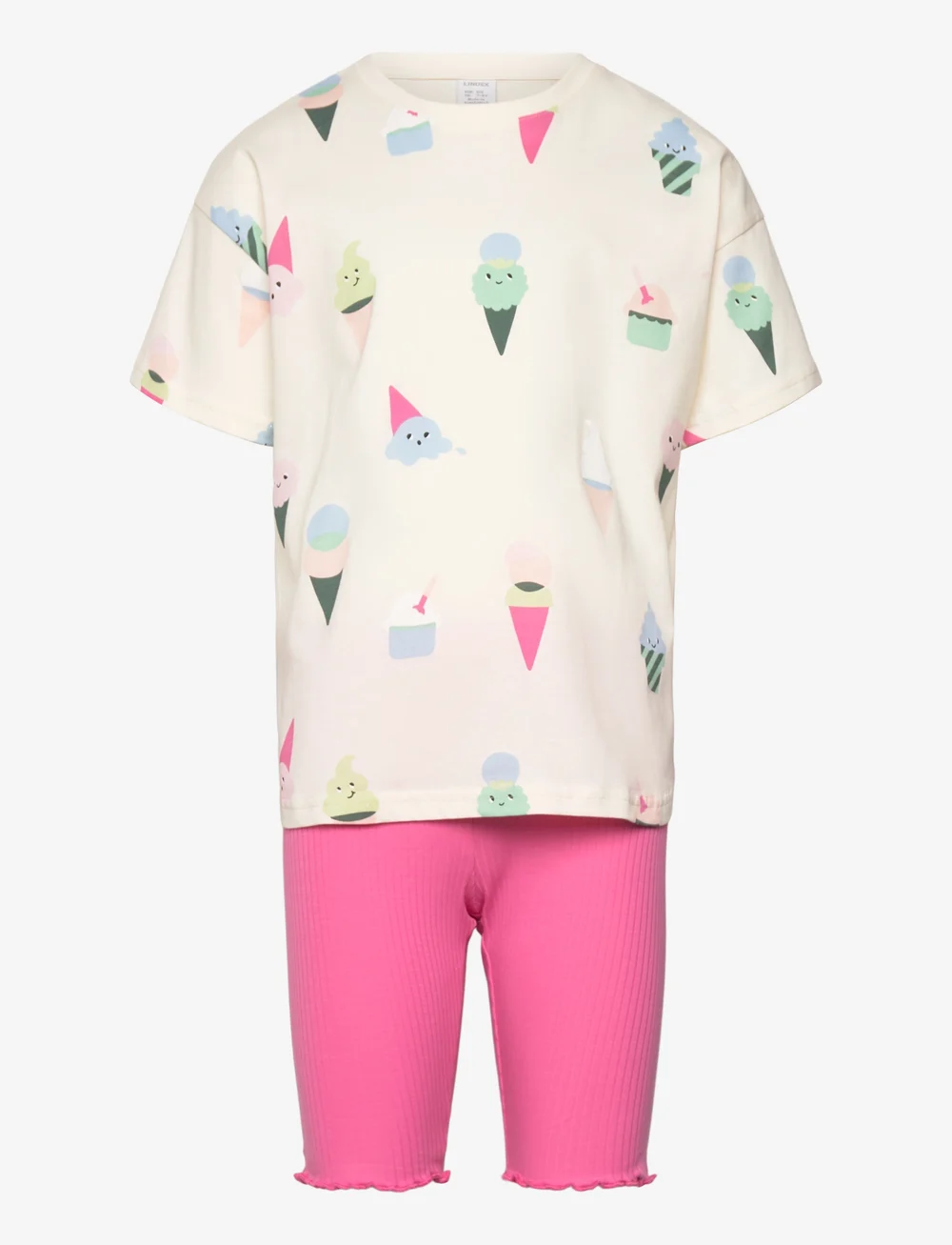 Lindex - Set Top SS biker leggings ri - sæt med kortærmet t-shirt - pink - 0