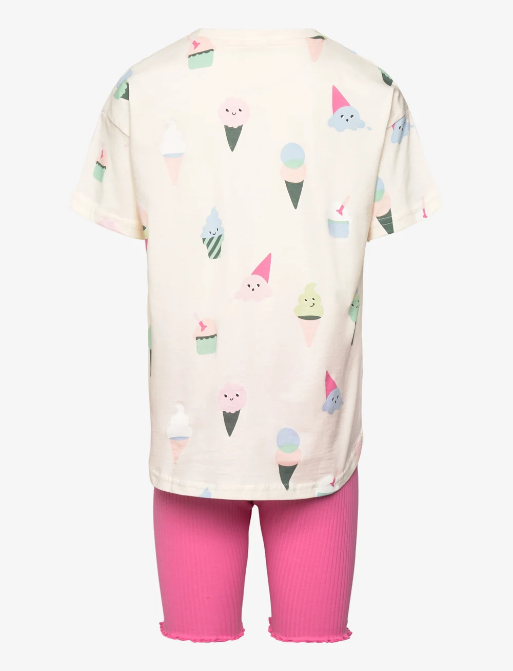 Lindex - Set Top SS biker leggings ri - sæt med kortærmet t-shirt - pink - 1