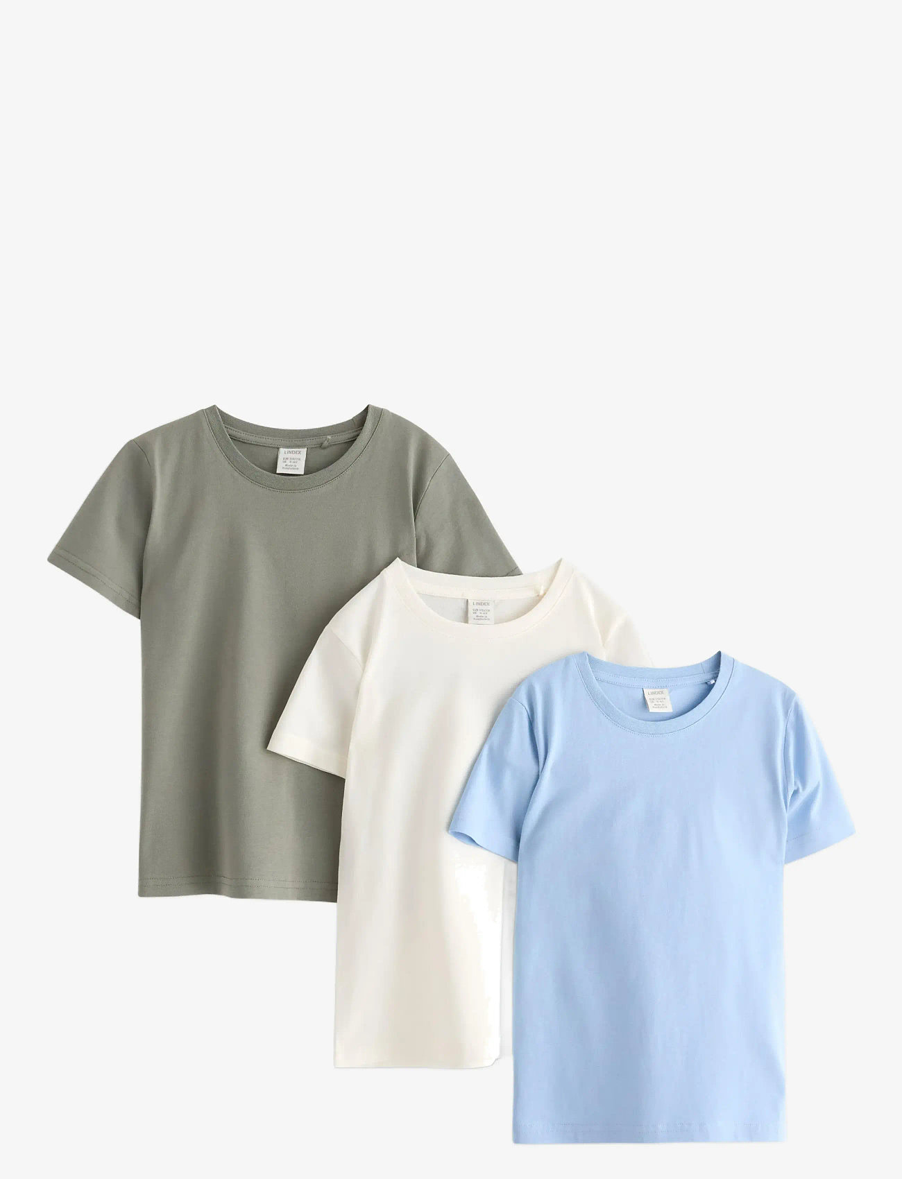 Lindex - T shirt solid 3 pack basic - höstkläder - light blue - 0