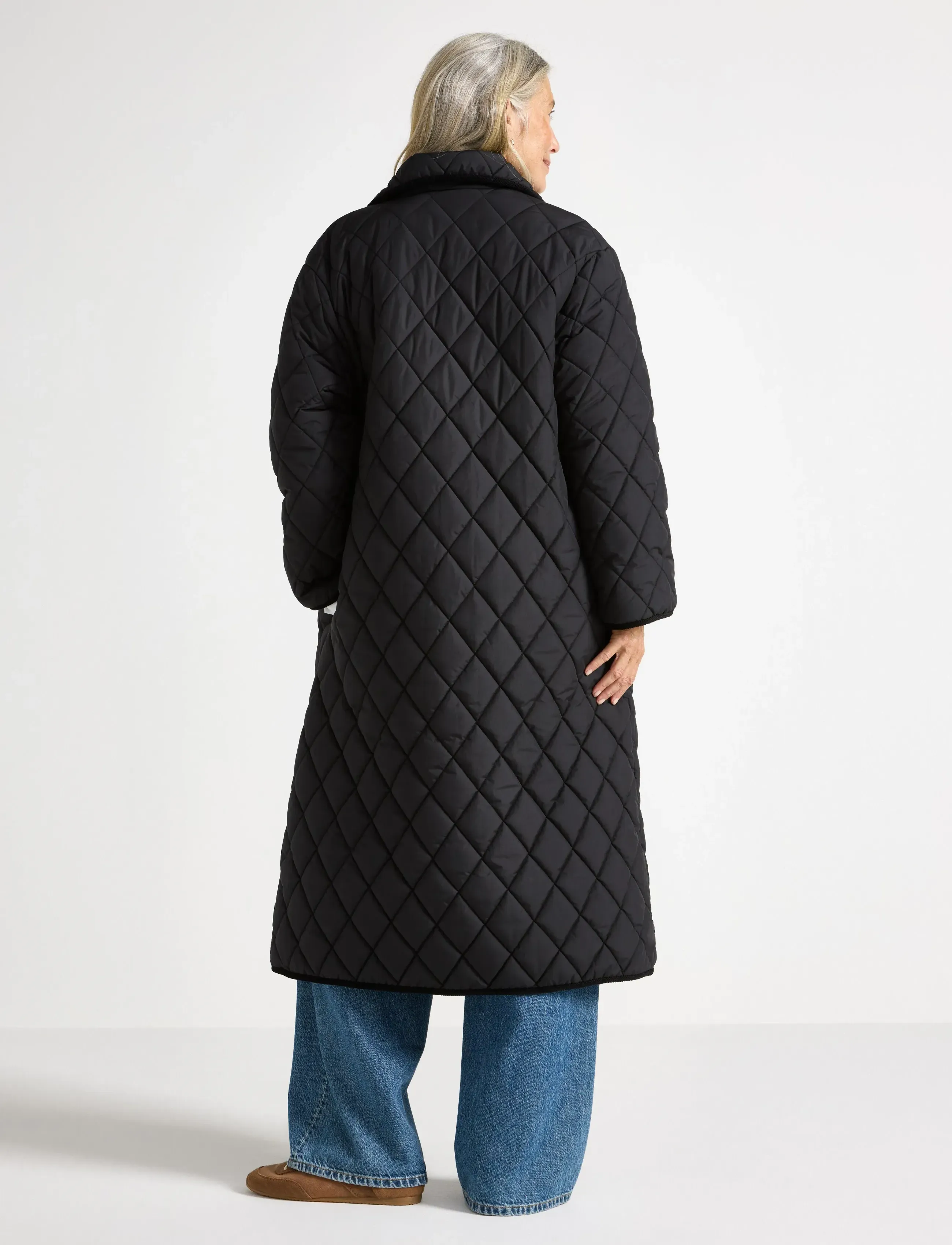 Lindex - Vattert kåpe - sulejoped ja voodriga joped - black - 3