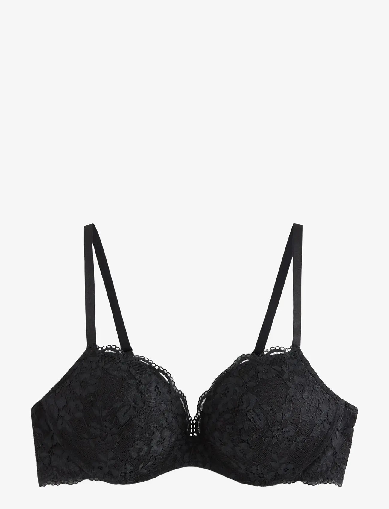 Lindex - Bygellös push up-bh med spets - push up bh'er - black - 1