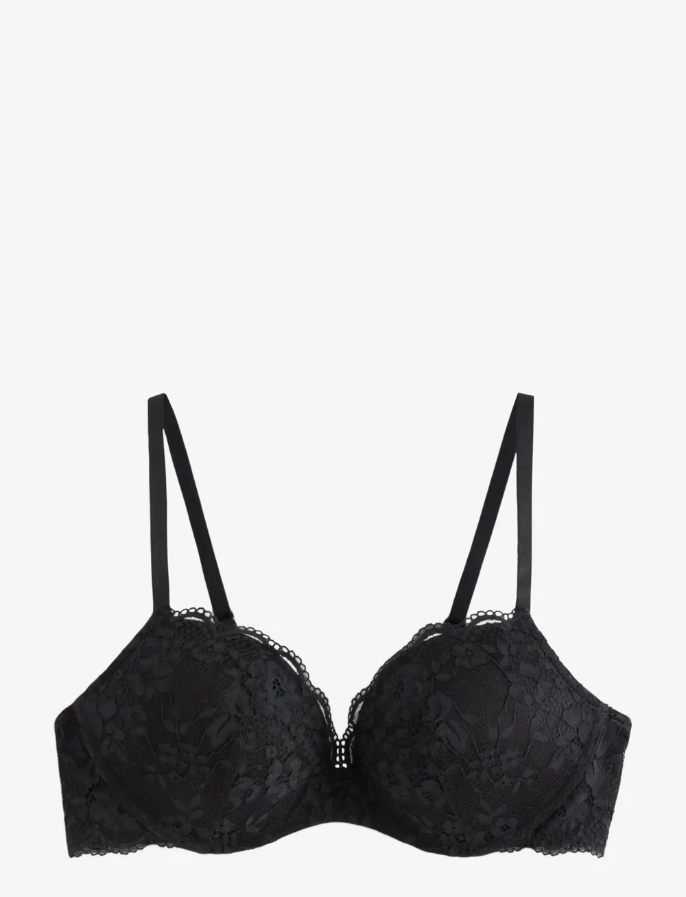 Lindex - Bøjlefri pushup-bh med blonder - push-up bh:ar - black - 1