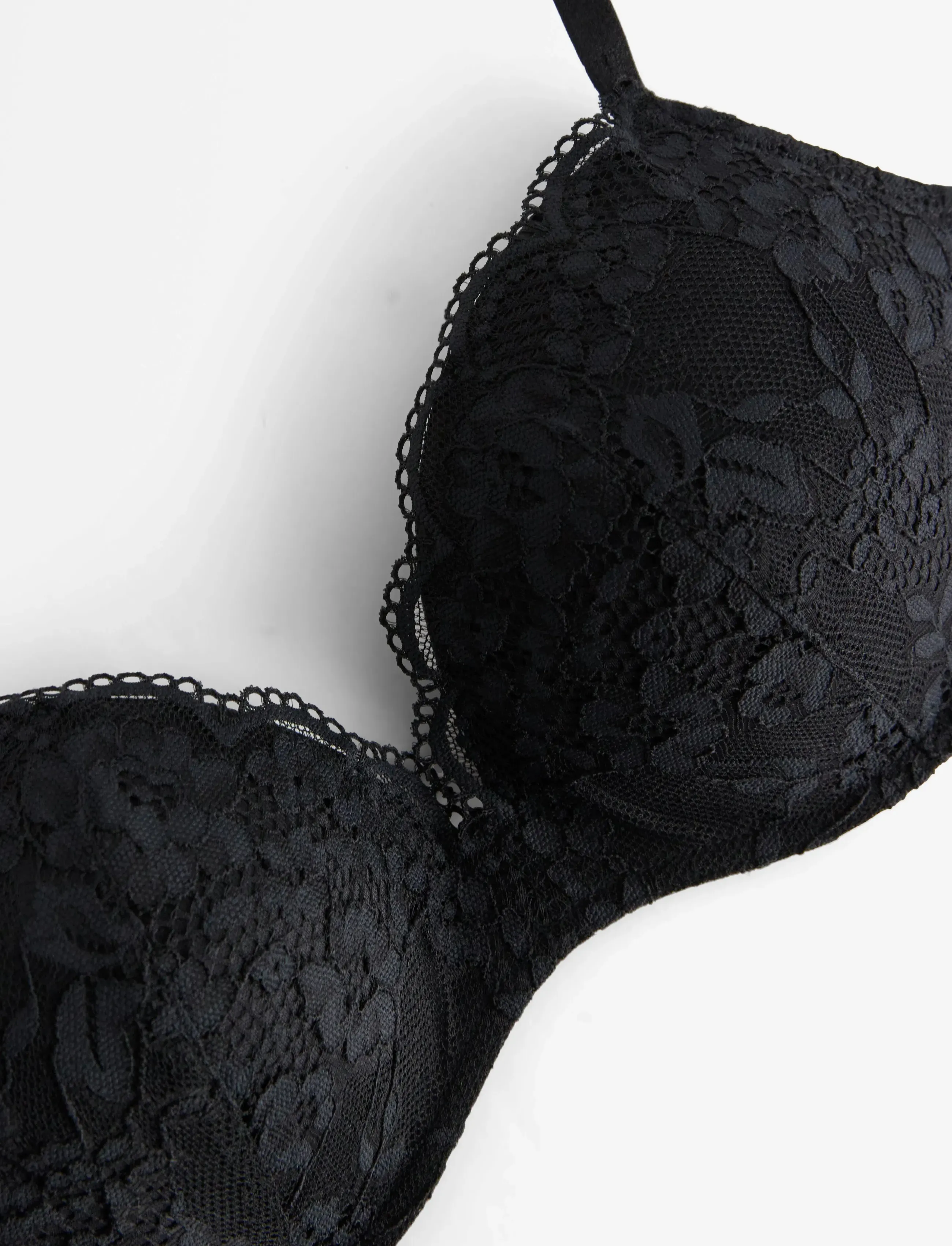 Lindex - Bygellös push up-bh med spets - black - 5