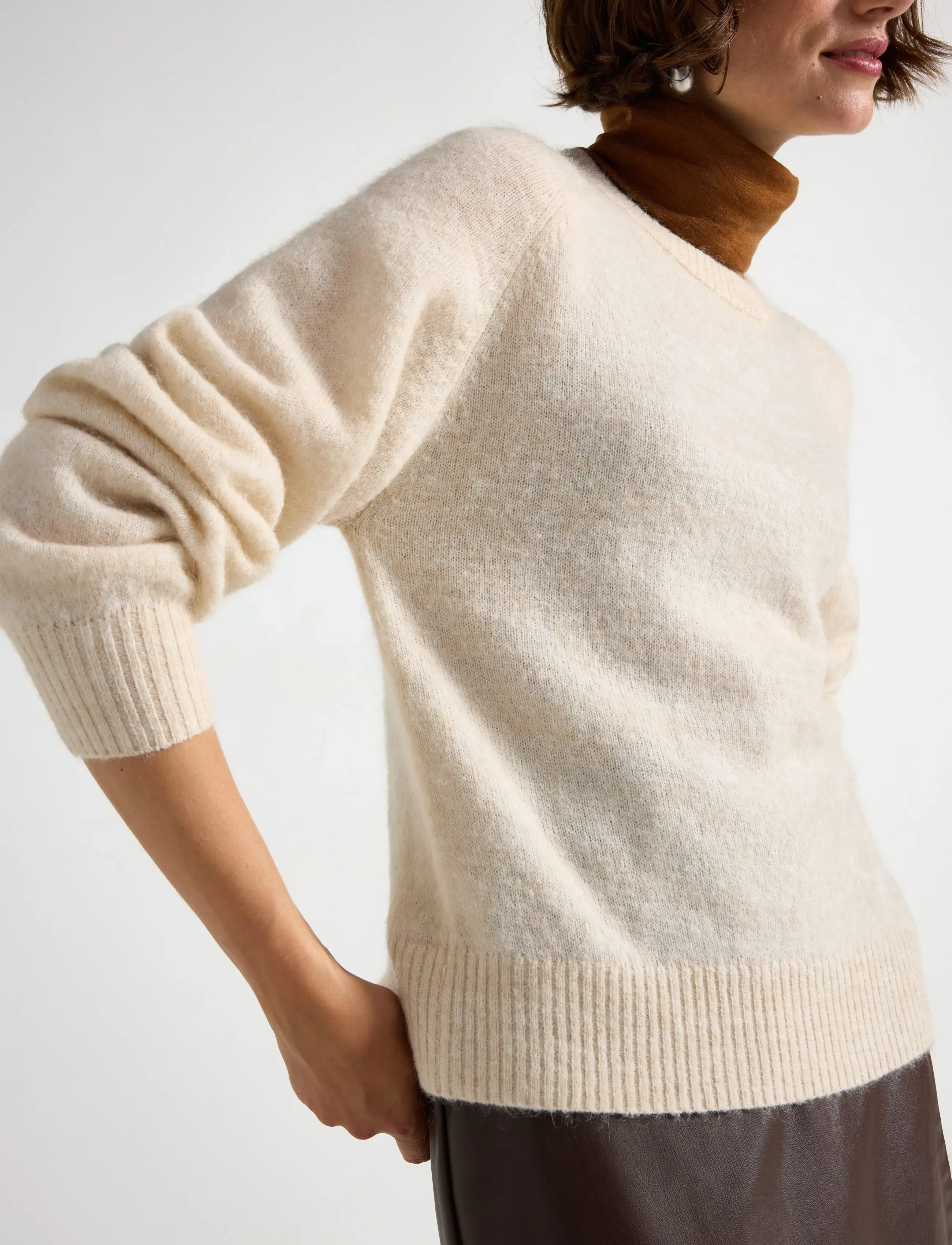 Lindex - Sweater Izzy Mohair blend - stickade tröjor - light beige - 4