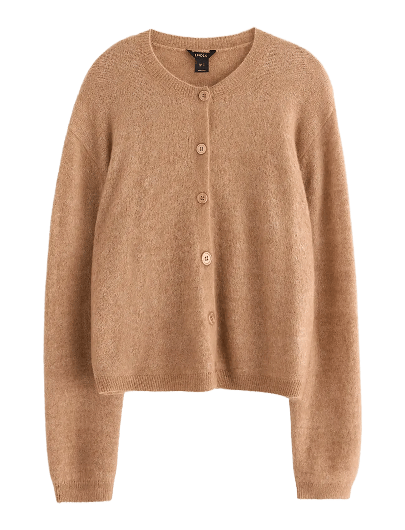 Lindex - Strikket cardigan i ullblanding - cardigans - dark beige - 1