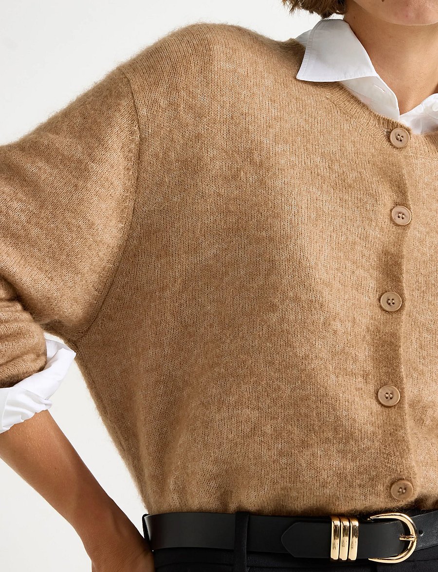 Lindex - Cardigan Minna Mohair blend - gilets - dark beige - 4