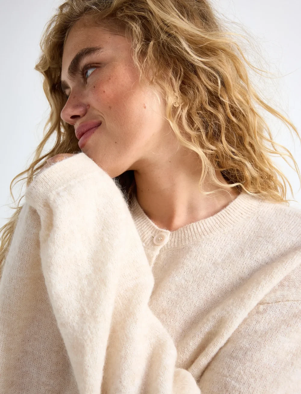 Lindex - Cardigan Minna Mohair blend - koftor - light beige - 4