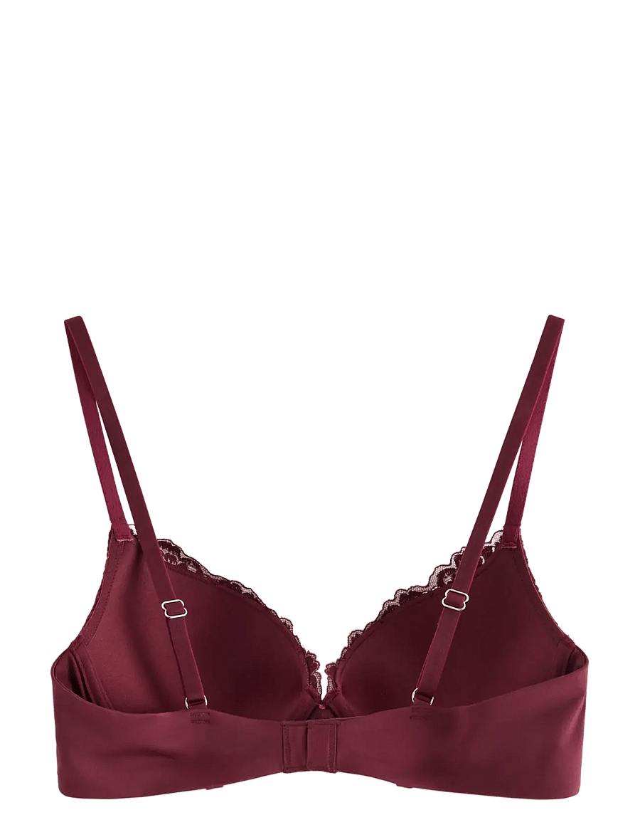 Lindex - Malva push-up bra with lace - dark dusty red - 2