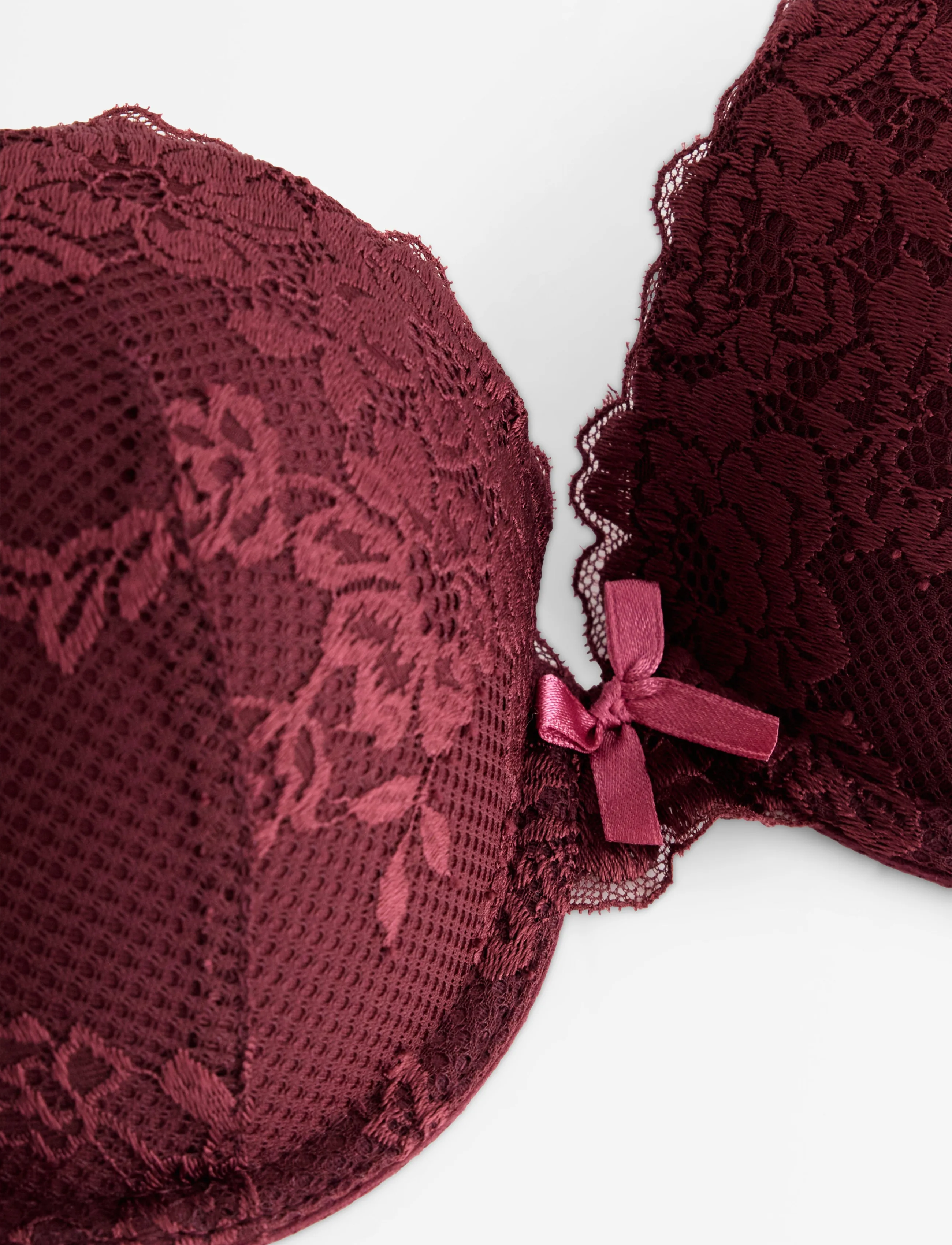Lindex - Malva push-up bra with lace - dark dusty red - 5