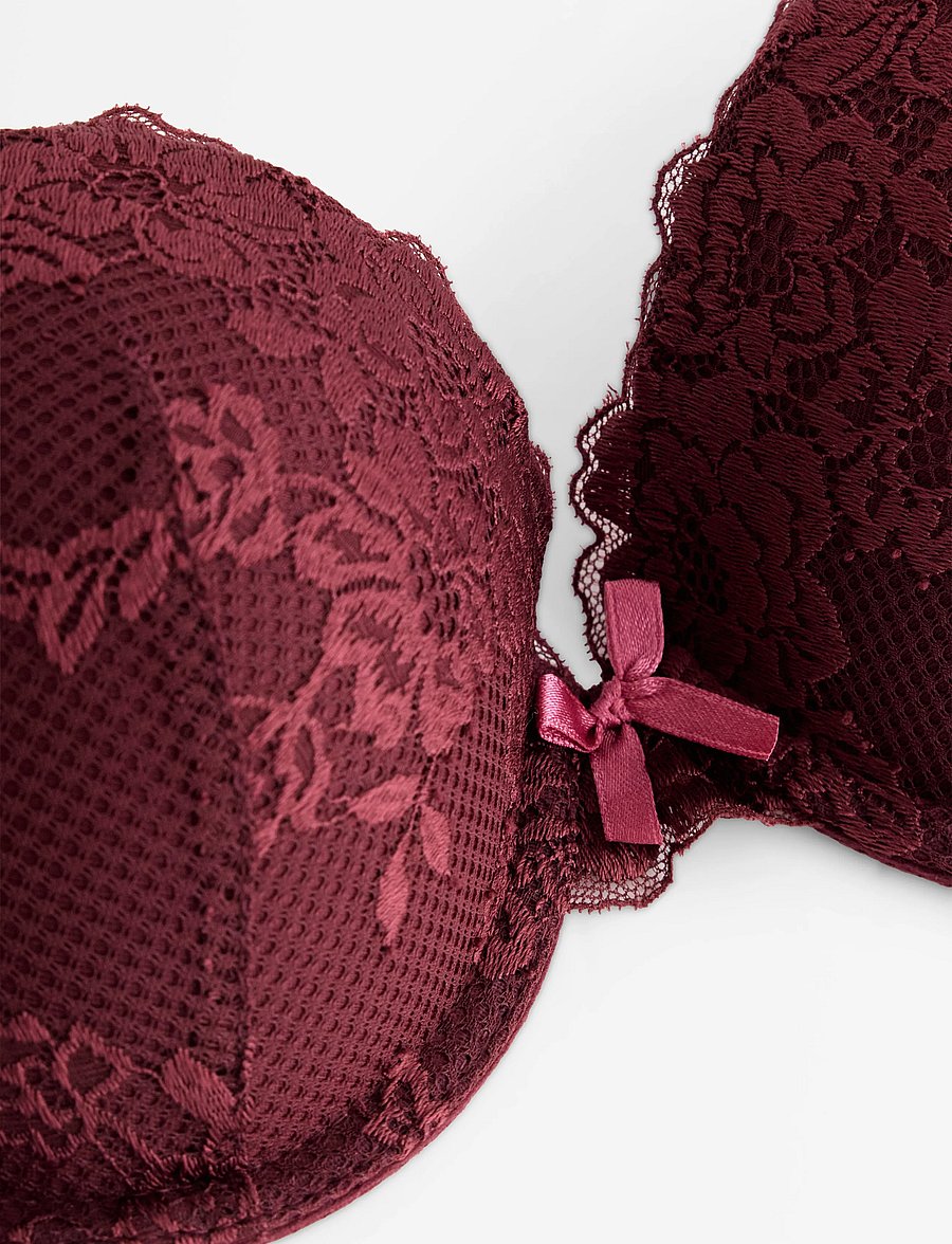 Lindex - Malva push-up bra with lace - dark dusty red - 5