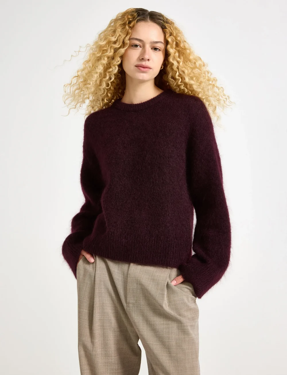 Lindex - Sweater Edda Mohair blend - stickade tröjor - dark red - 0