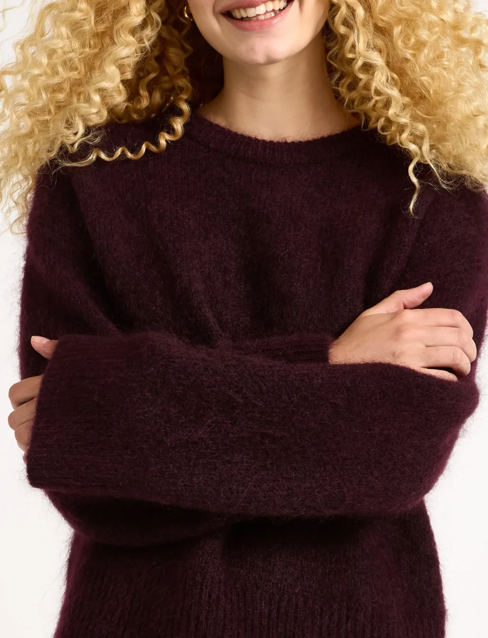 Lindex - Sweater Edda Mohair blend - stickade tröjor - dark red - 4