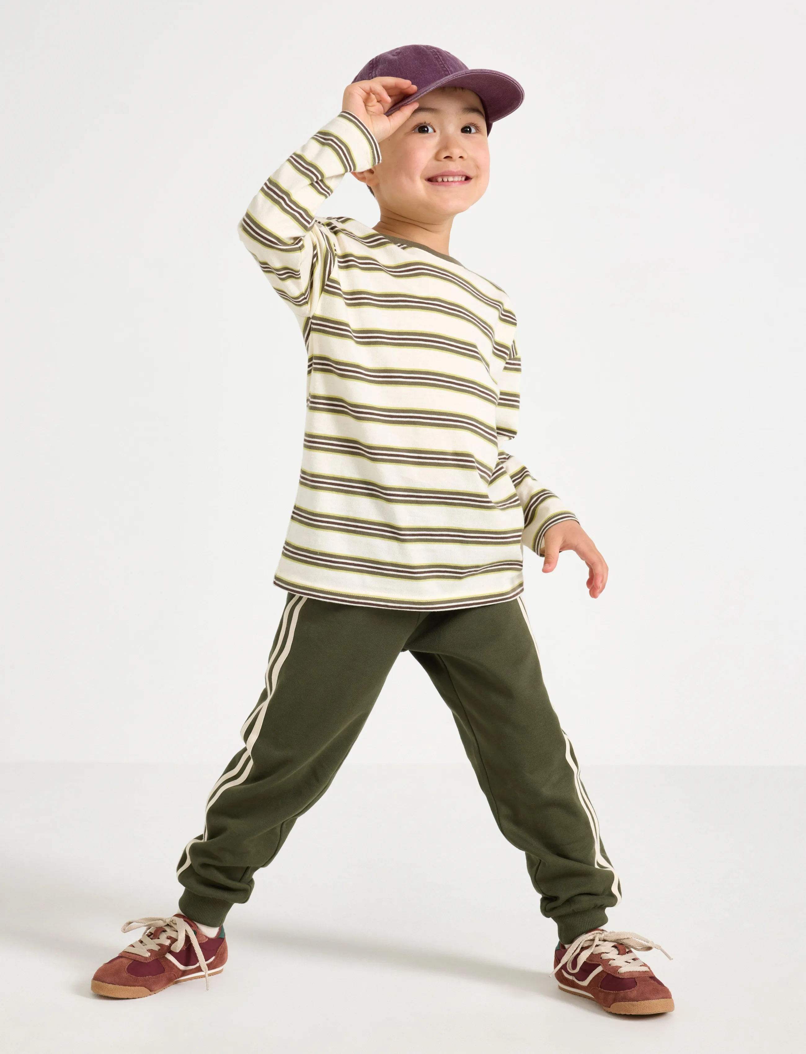 Lindex Joggers With Brushed Inside, 110, Unterteile, Khakigrün - Sweatpants, Kinder