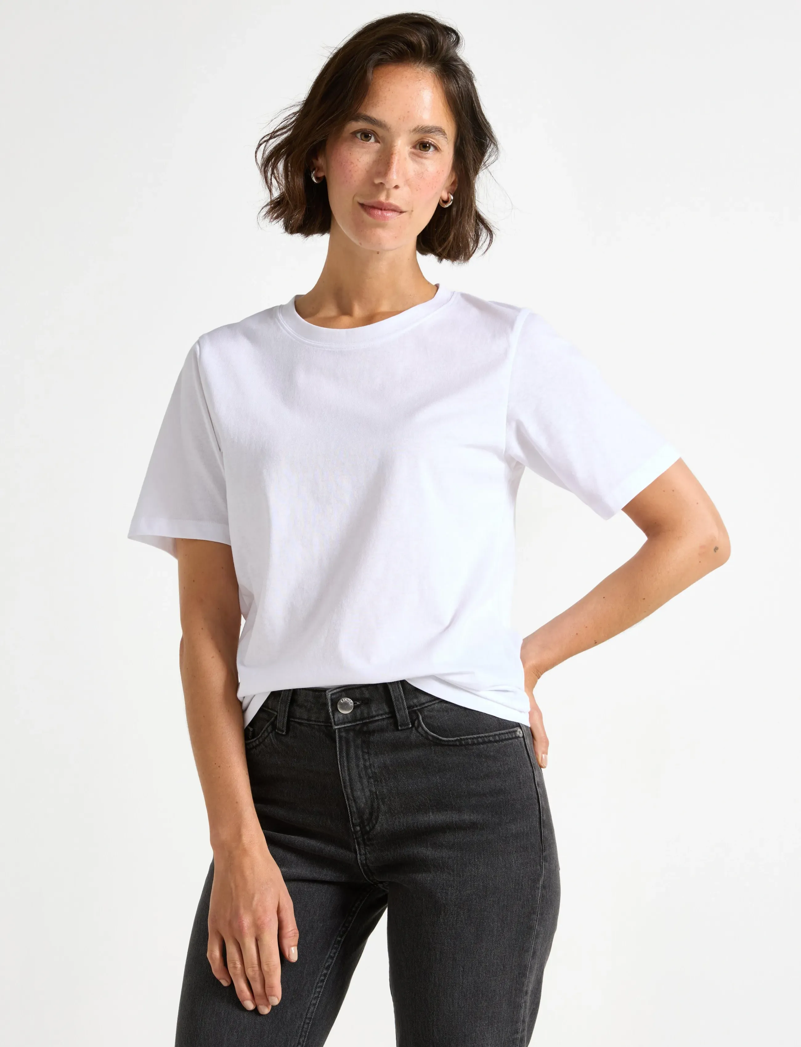 Lindex T-Shirt, M, White, T-Shirts & Toppe > Kortærmede, Dame