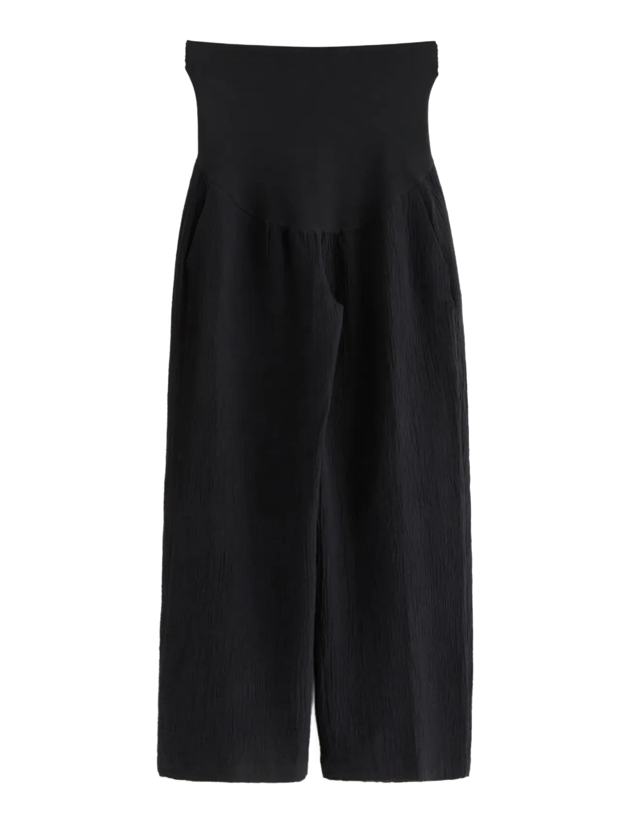 Lindex - MOM straight crinkled trousers - laia säärega püksid - black - 1