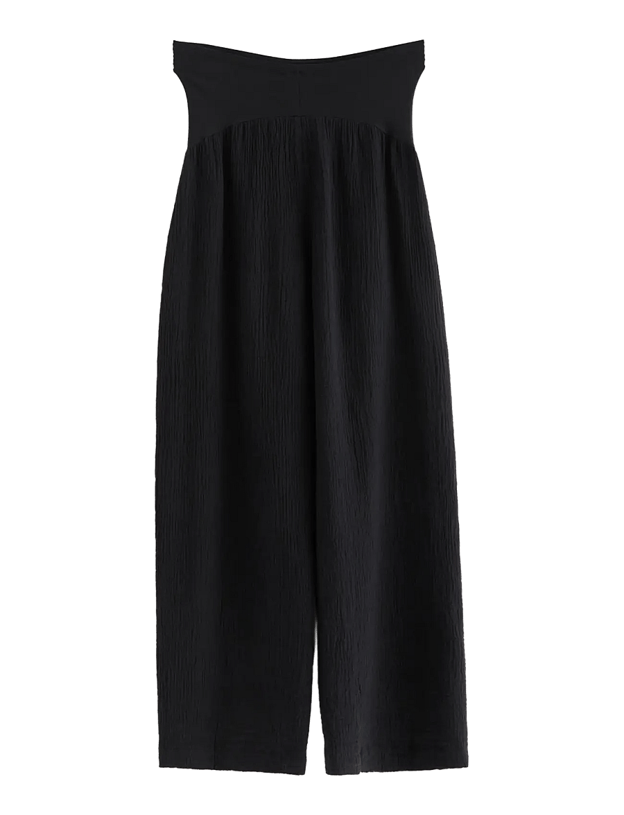 Lindex - MOM straight crinkled trousers - hosen mit weitem bein - black - 2