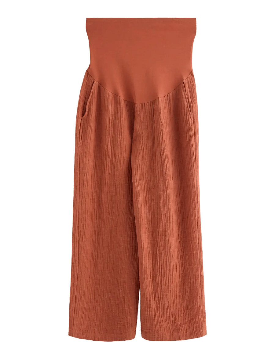 Lindex - MOM straight crinkled trousers - hosen mit weitem bein - dark dusty orange - 1