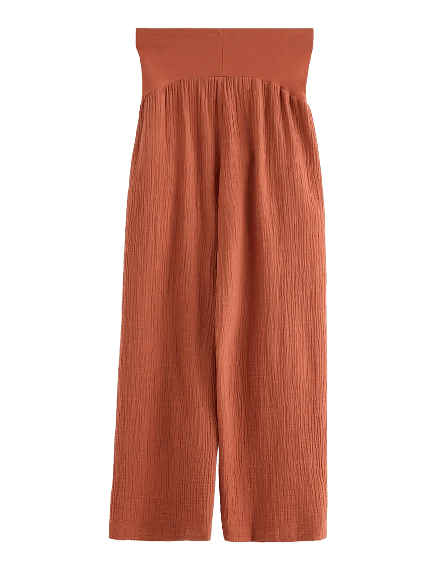 Lindex - MOM straight crinkled trousers - hosen mit weitem bein - dark dusty orange - 2