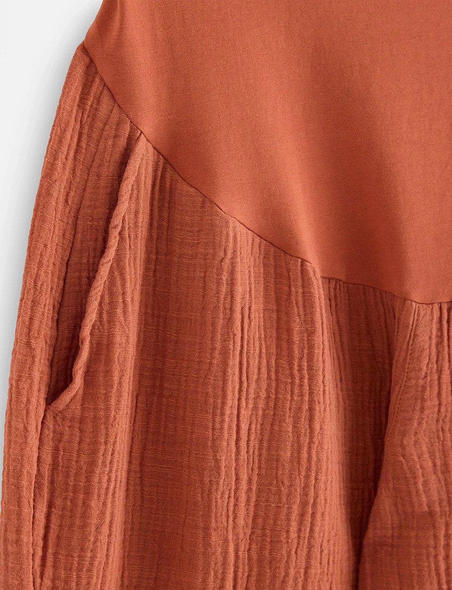 Lindex - MOM straight crinkled trousers - hosen mit weitem bein - dark dusty orange - 5