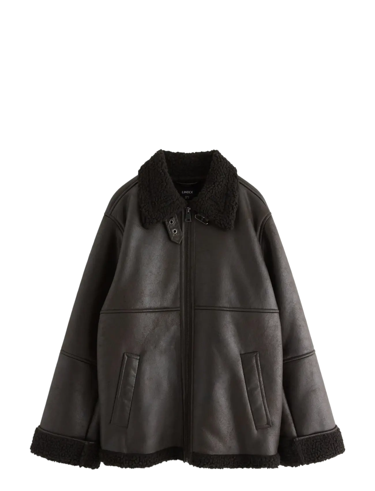Lindex Jacket Sheerling PU - Lindex - DARK BROWN / brown