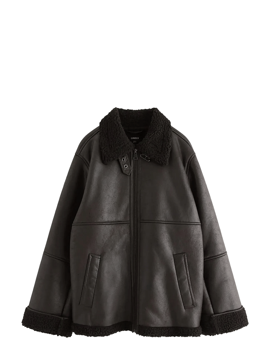 Lindex - Jacket Sheerling PU - dark brown - 1