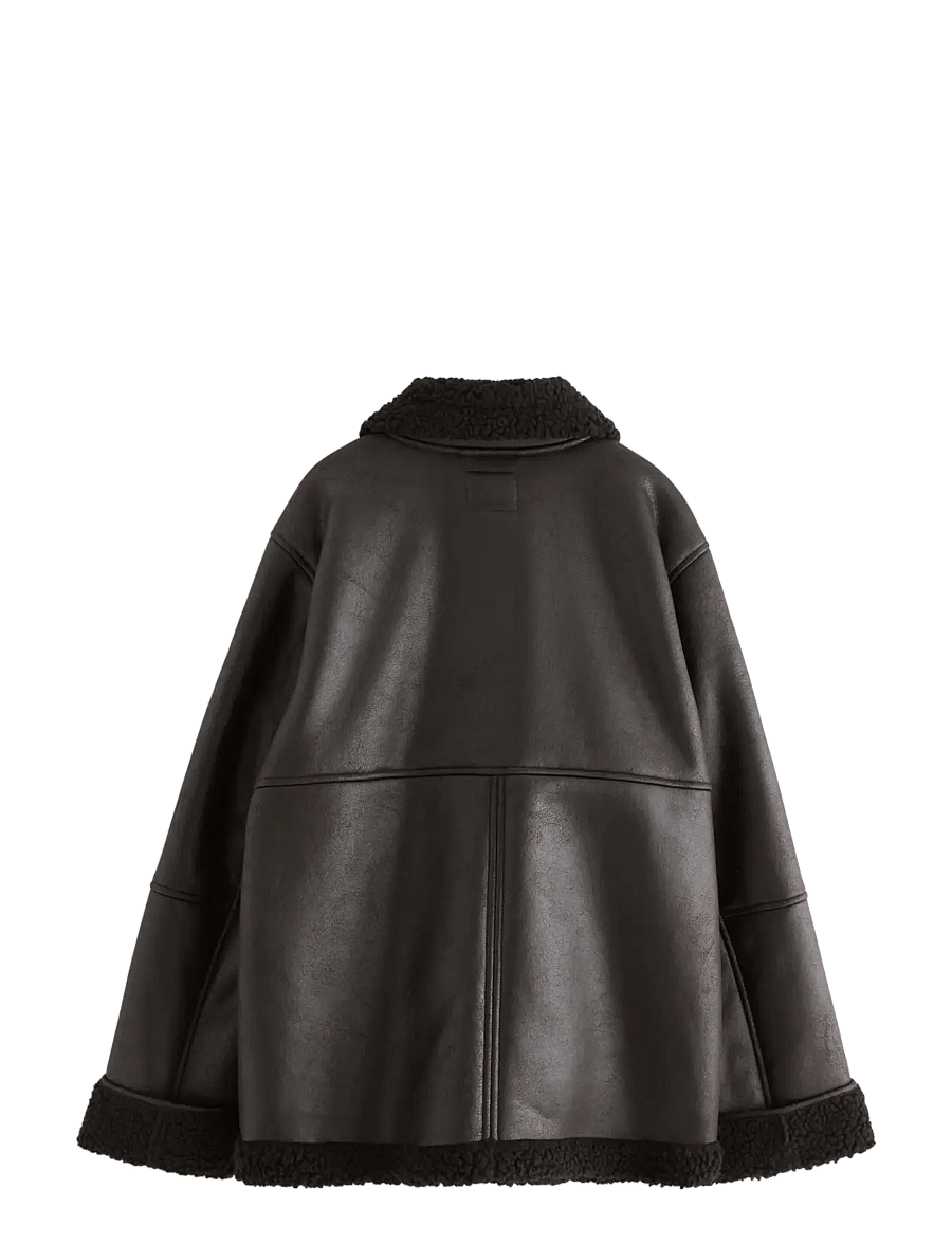 Lindex - Jacket Sheerling PU - dark brown - 2