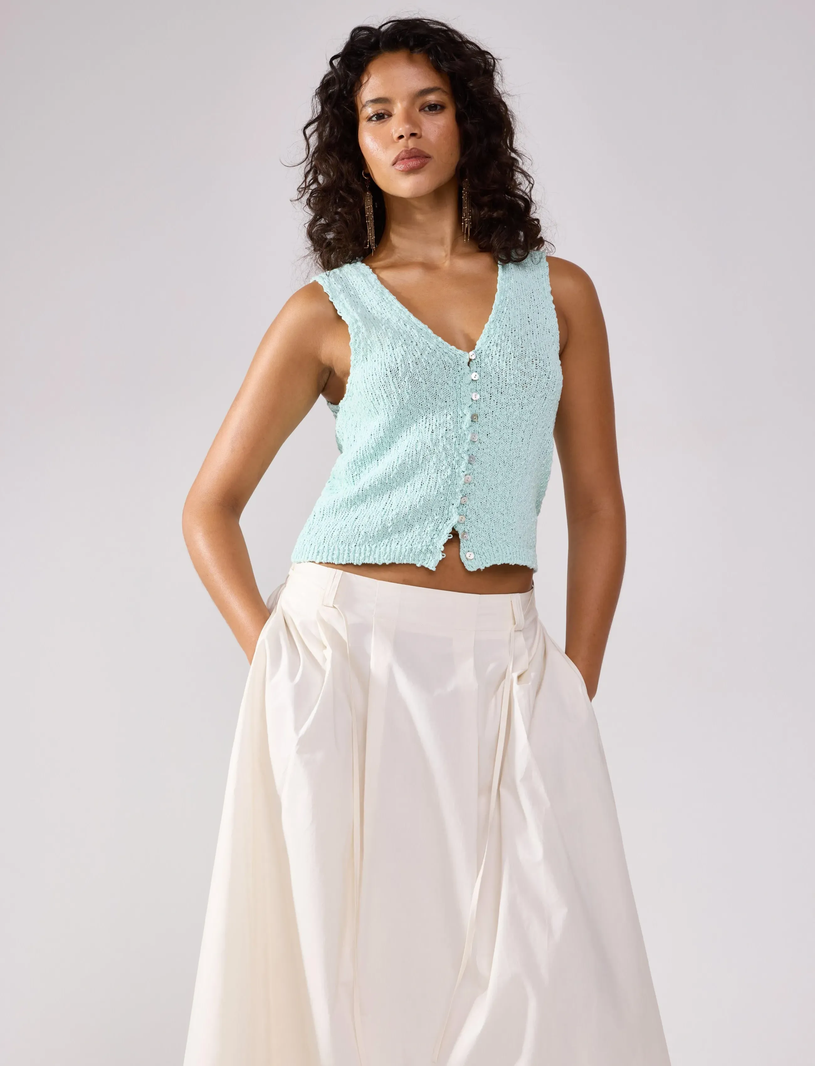 Lindex Vest Lillie knitted - Lindex - LIGHT DUSTY TURQUOISE / blue